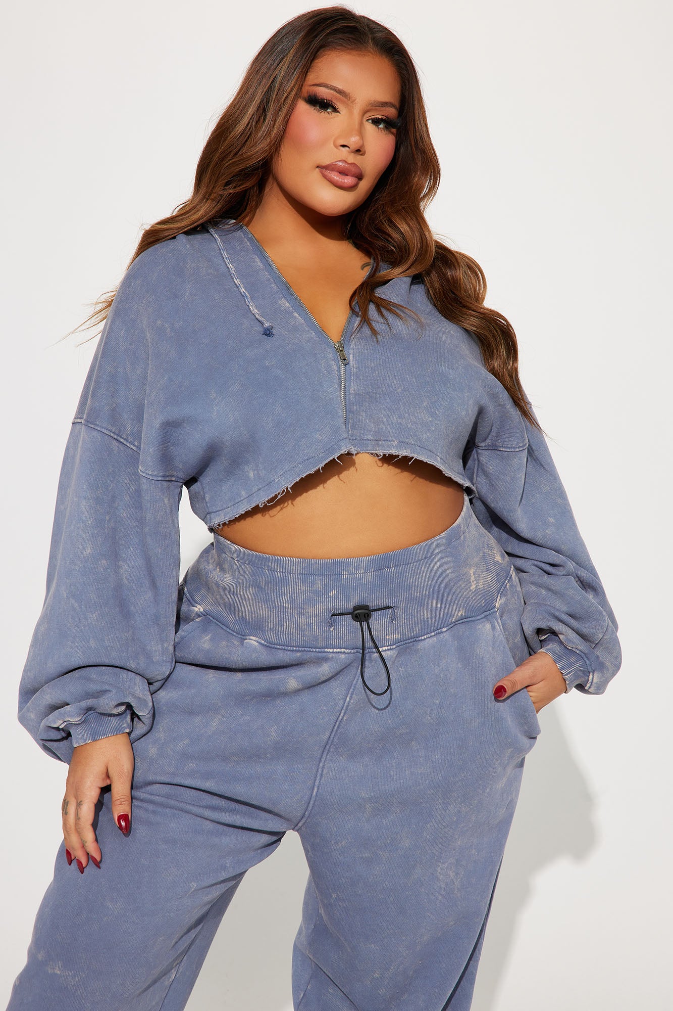 Tamara Washed Jogger Set - Slate Blue - Image 5