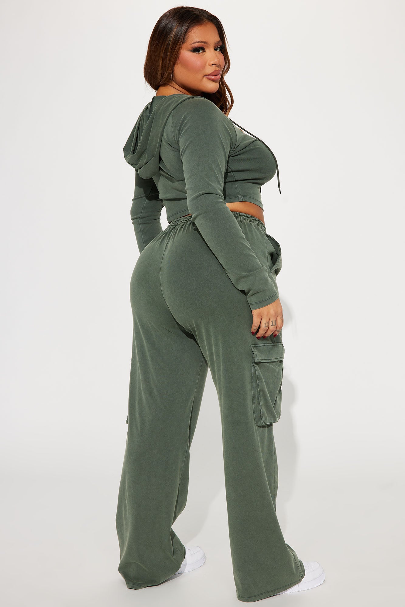 Keep It Casual Washed Pant Set - Olive - Image 6