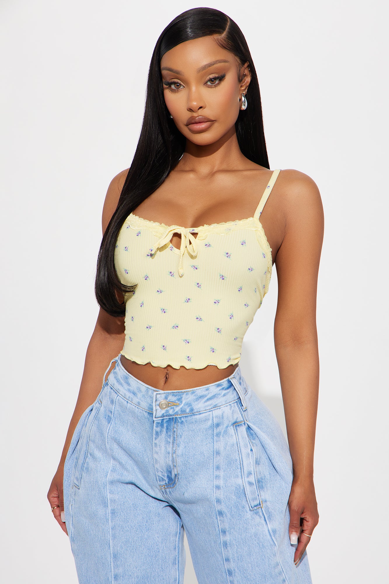 Jenny 2PC Ditsy Floral Cardigan And Tank Top - Yellow/combo - Image 3