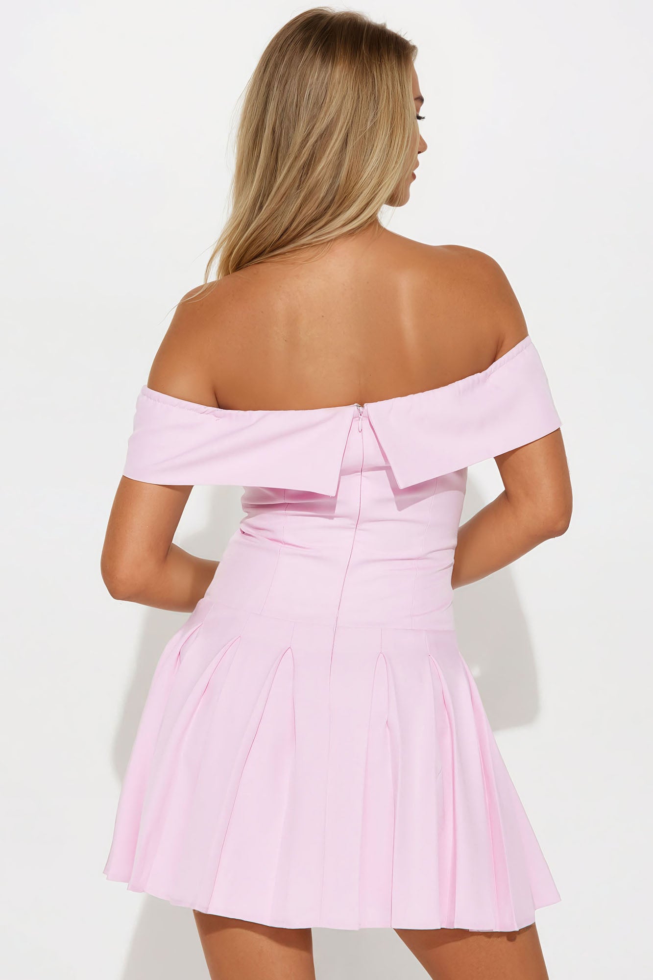 Alina Pleated Suit Mini Dress - Hot Pink - Image 3