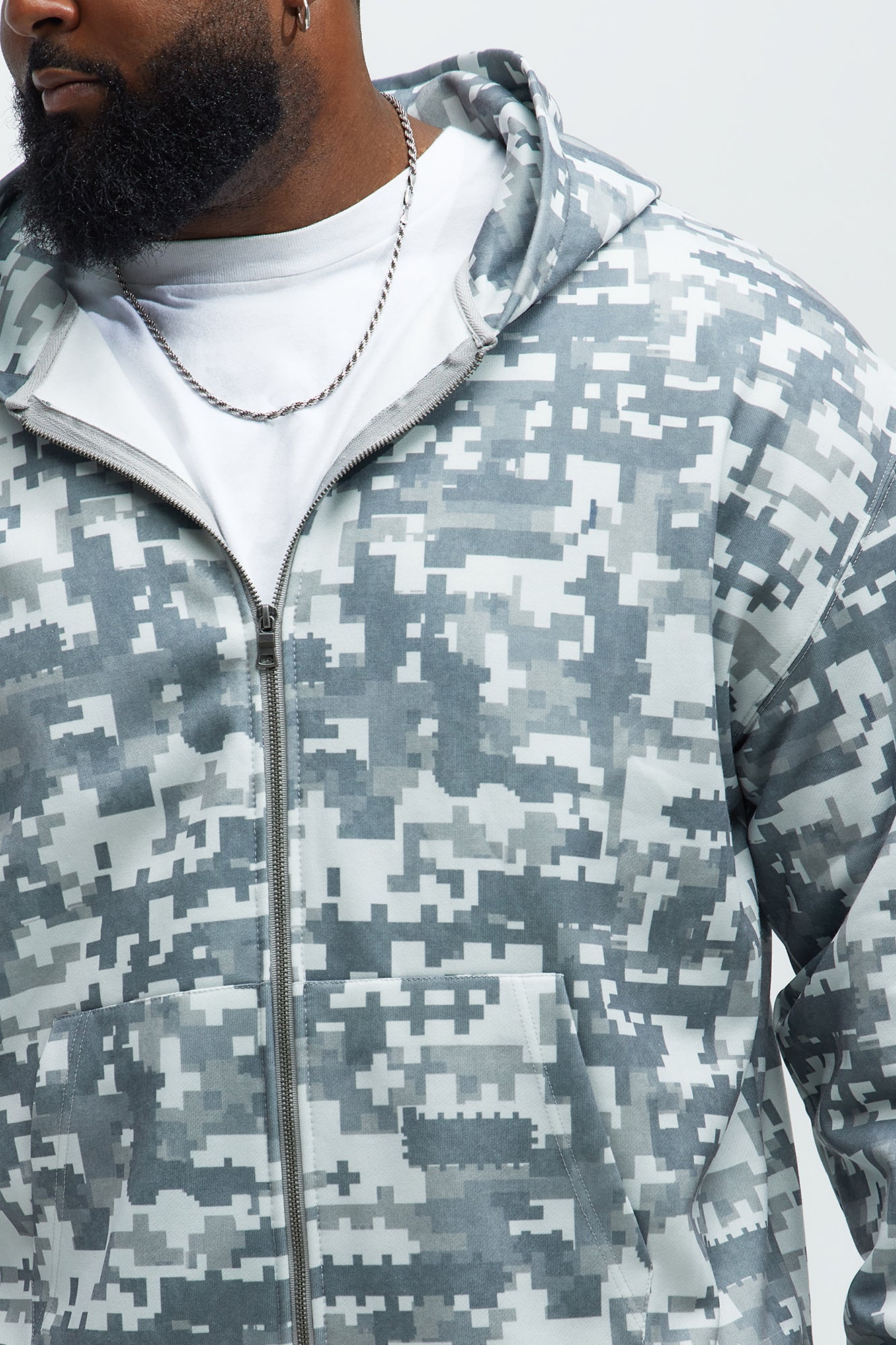 Digi Camo Oversized Zip Up Hoodie - Grey/combo - Image 8