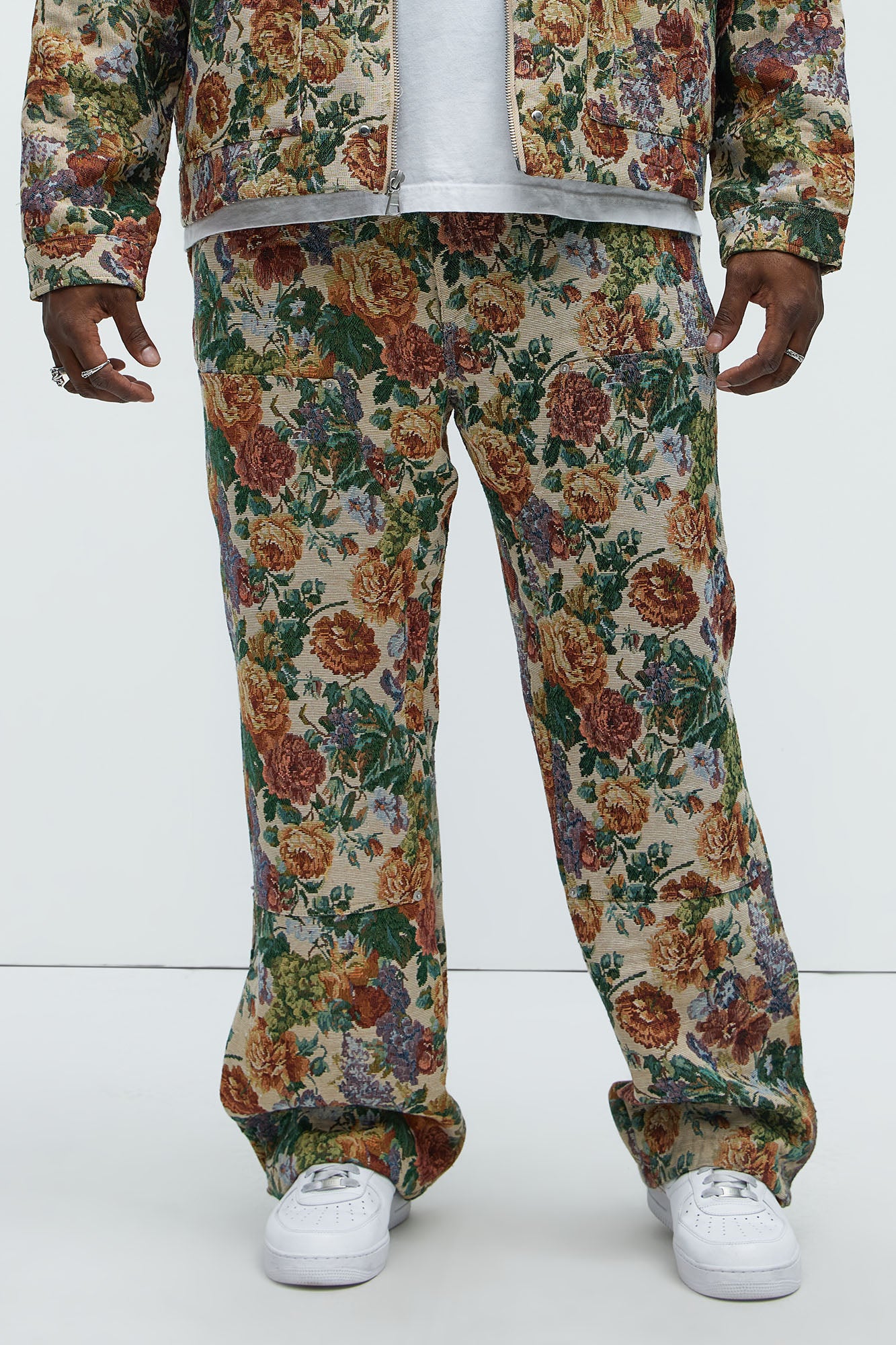 Bellevue Flared Tapestry Carpenter Pants - Green/combo - Image 6
