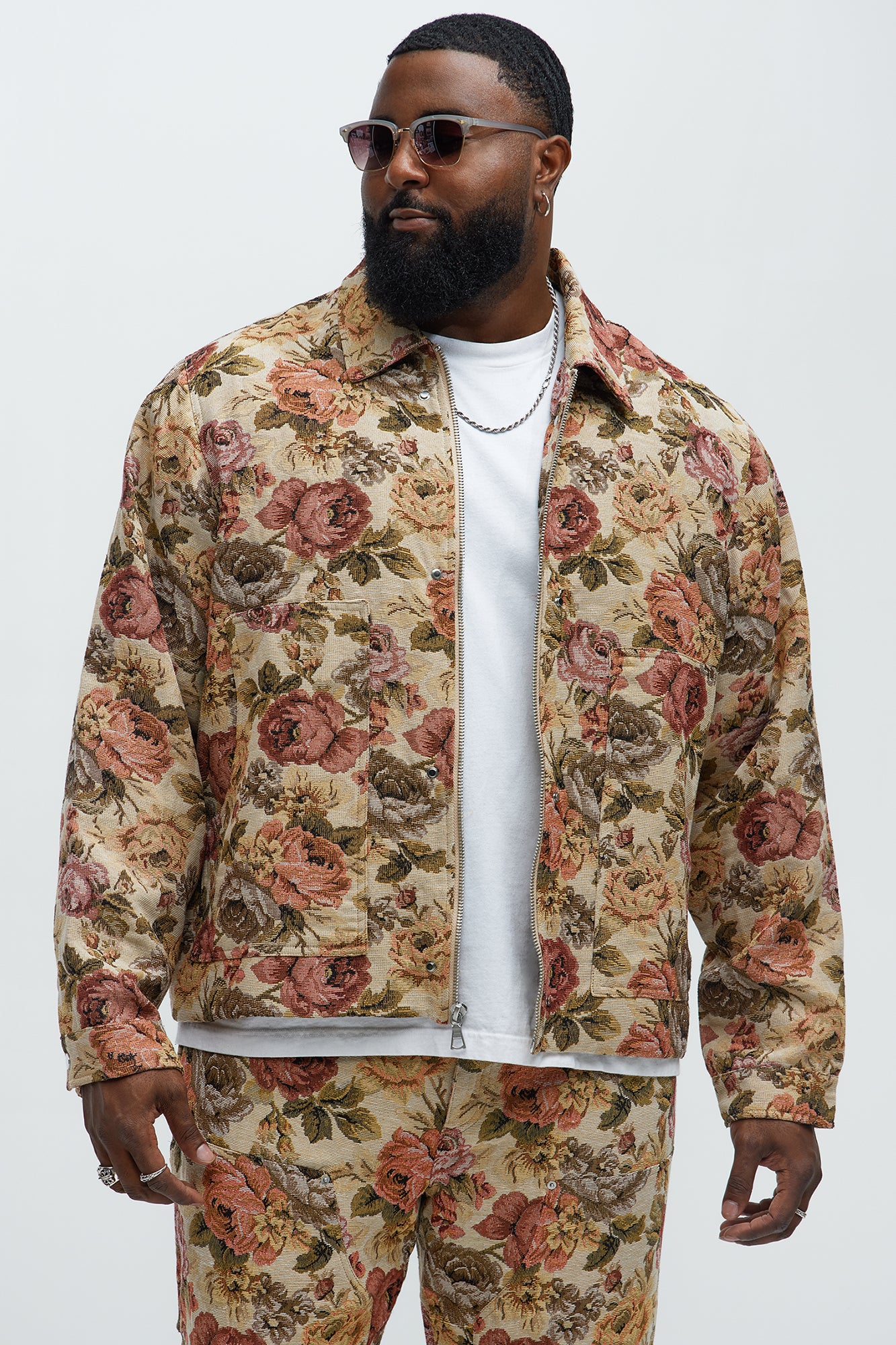 Bellevue Floral Tapestry Work Jacket - Taupe/combo - Image 8