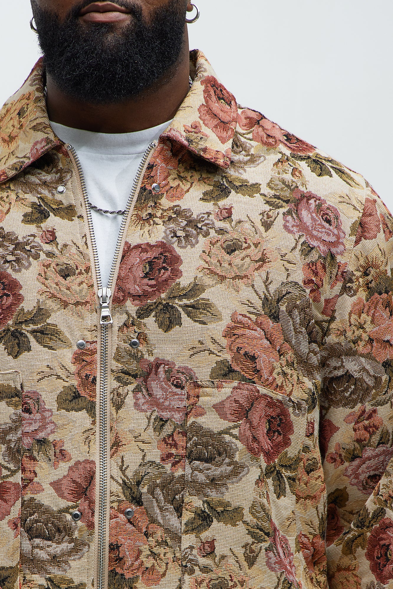 Bellevue Floral Tapestry Work Jacket - Taupe/combo - Image 9
