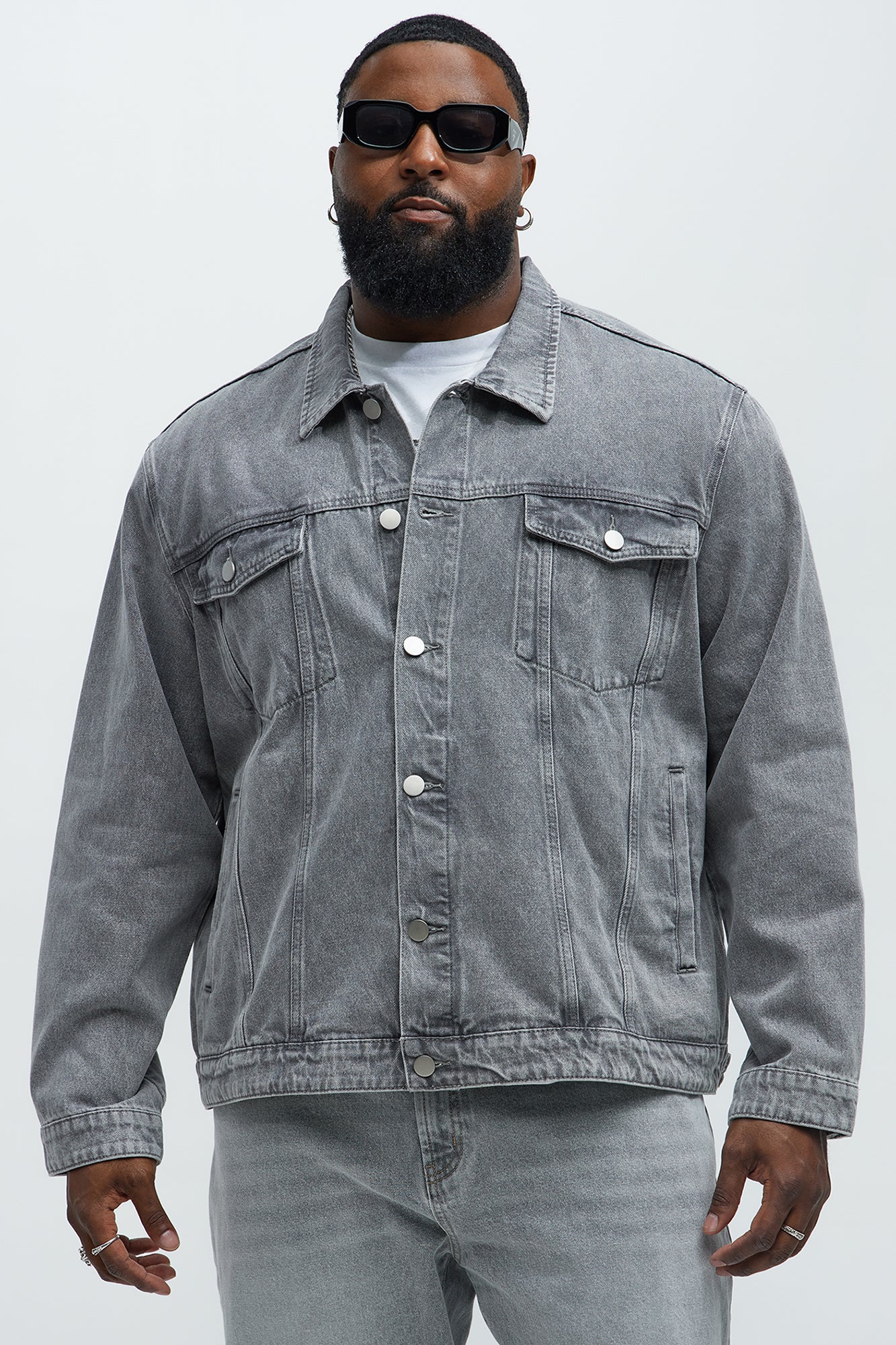 Classic Denim Trucker Jacket - Grey - Image 5