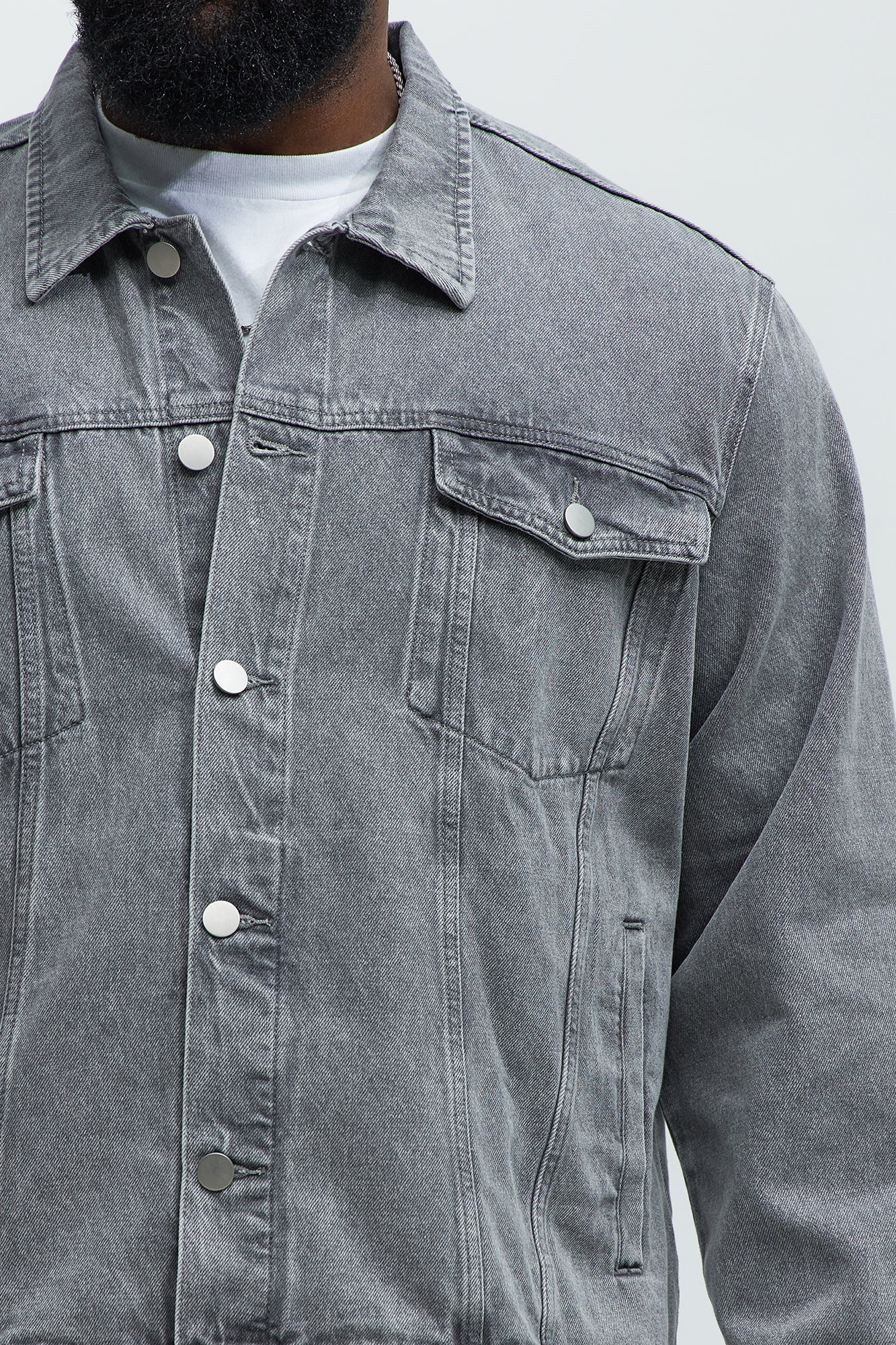 Classic Denim Trucker Jacket - Grey - Image 8