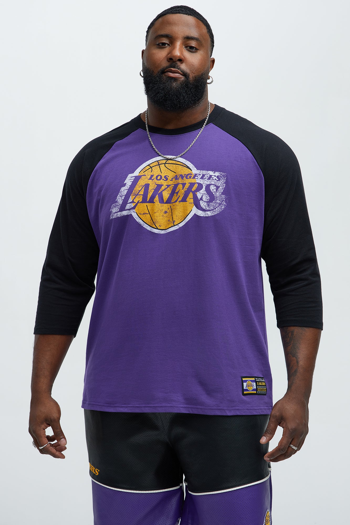 Lakers Fade Away 3/4 Sleeve Tee - Purple - Image 5
