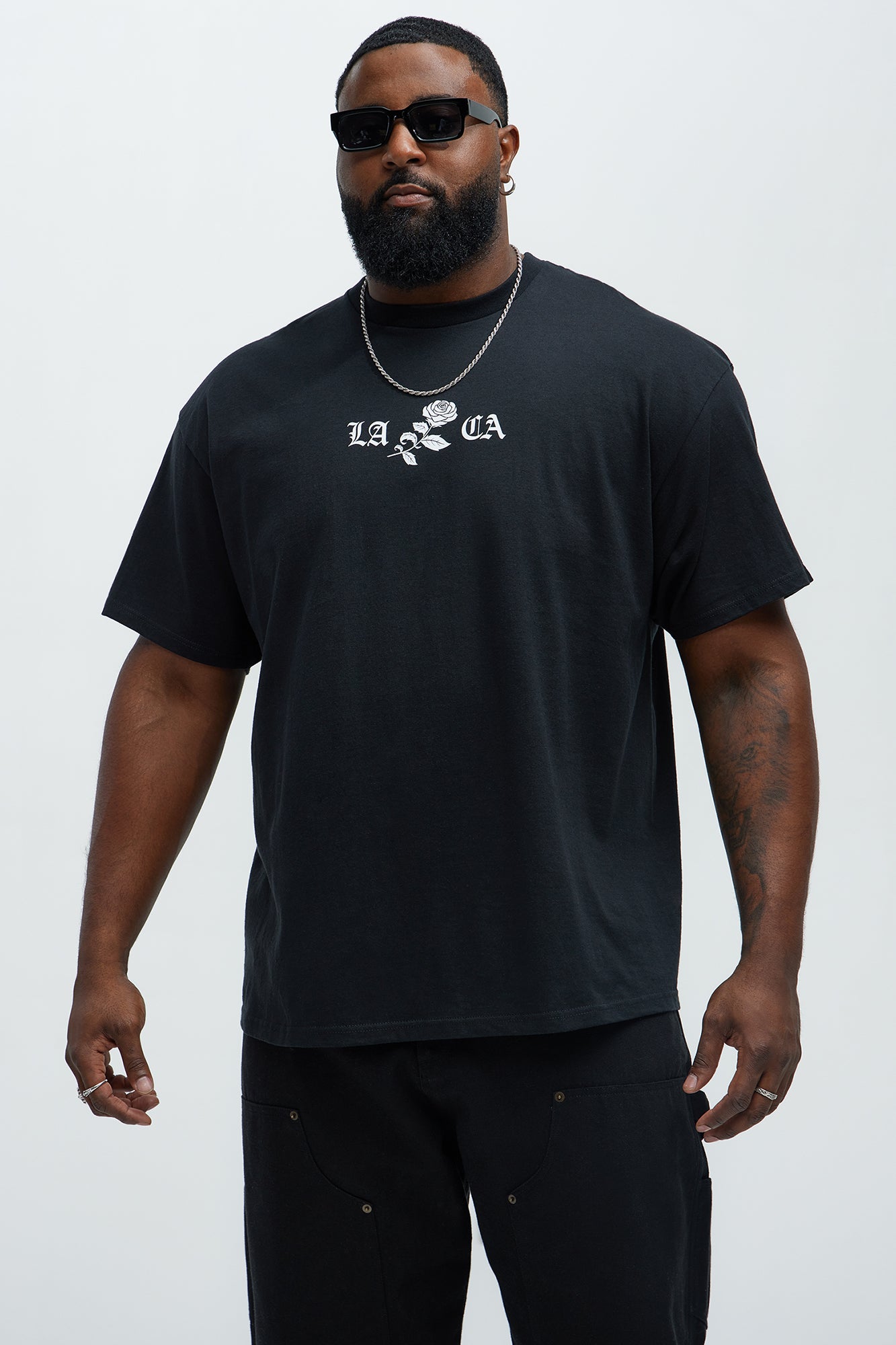 LA English Rose Short Sleeve Tee - Black - Image 6