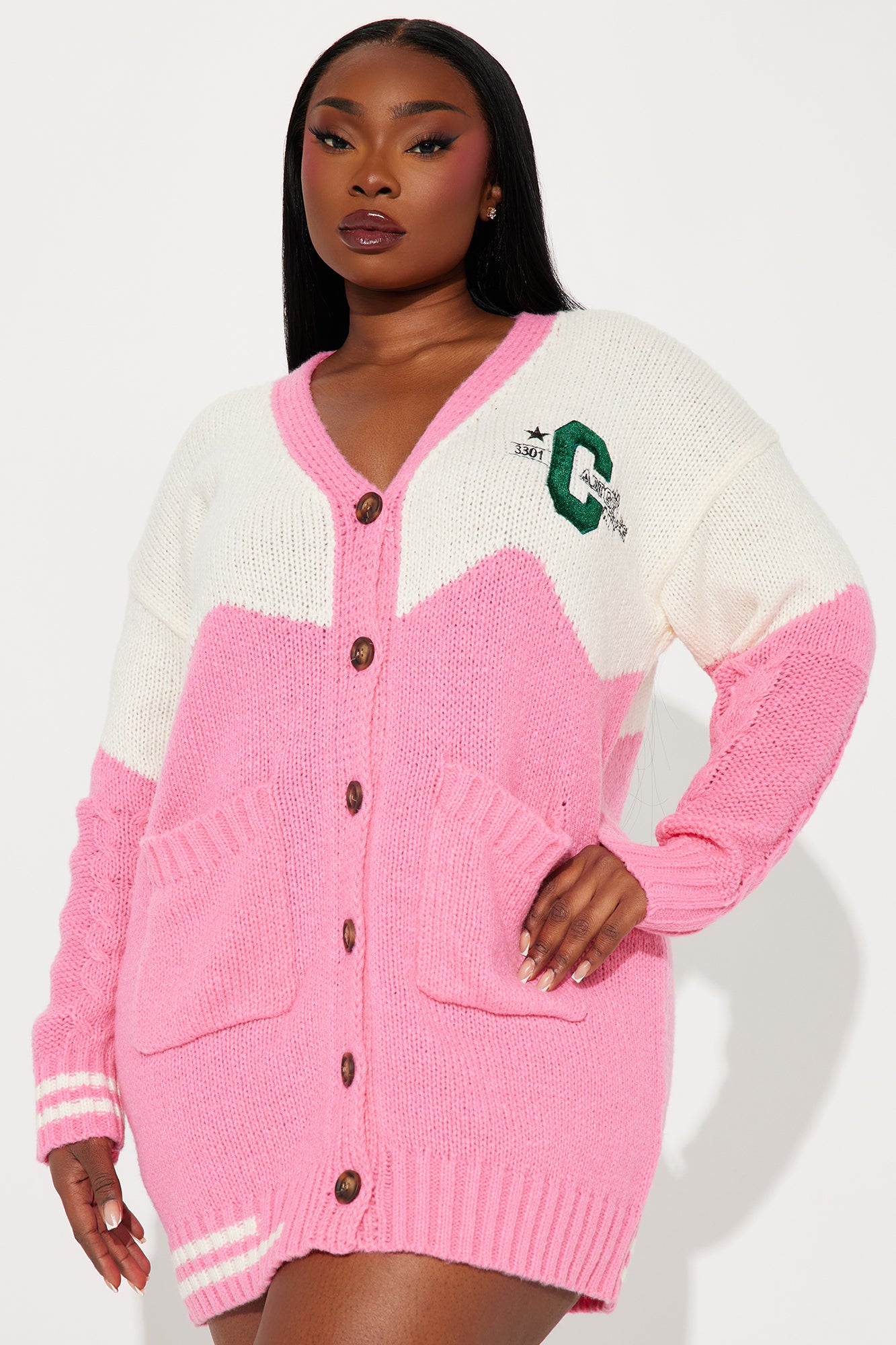 Varsity Sweatshirt Mini Dress - Pink - Image 6