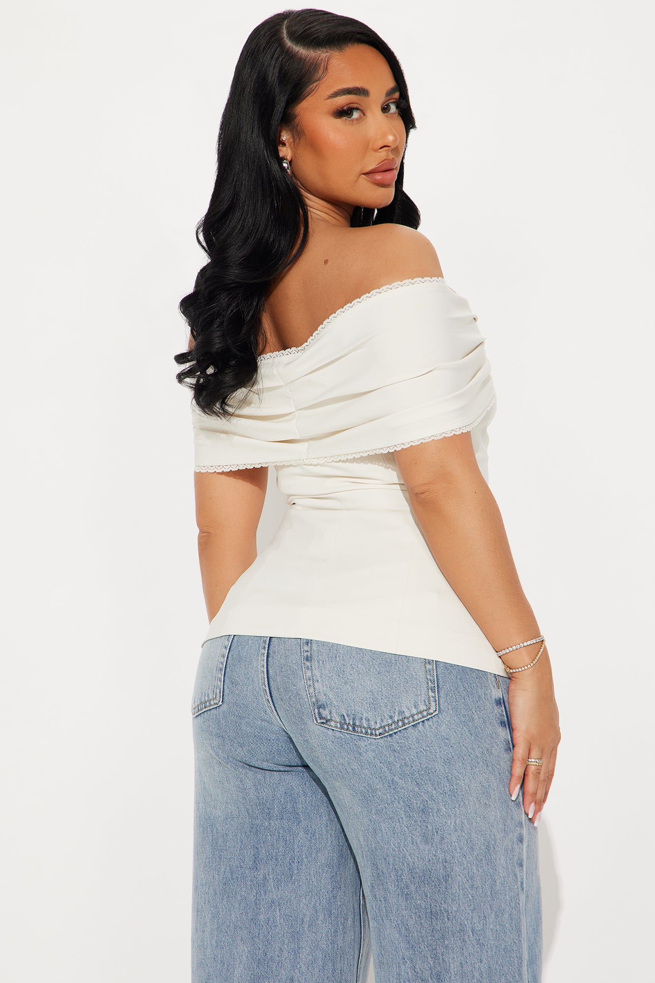 Perfectly Wrapped Off Shoulder Top - Ivory - Image 3