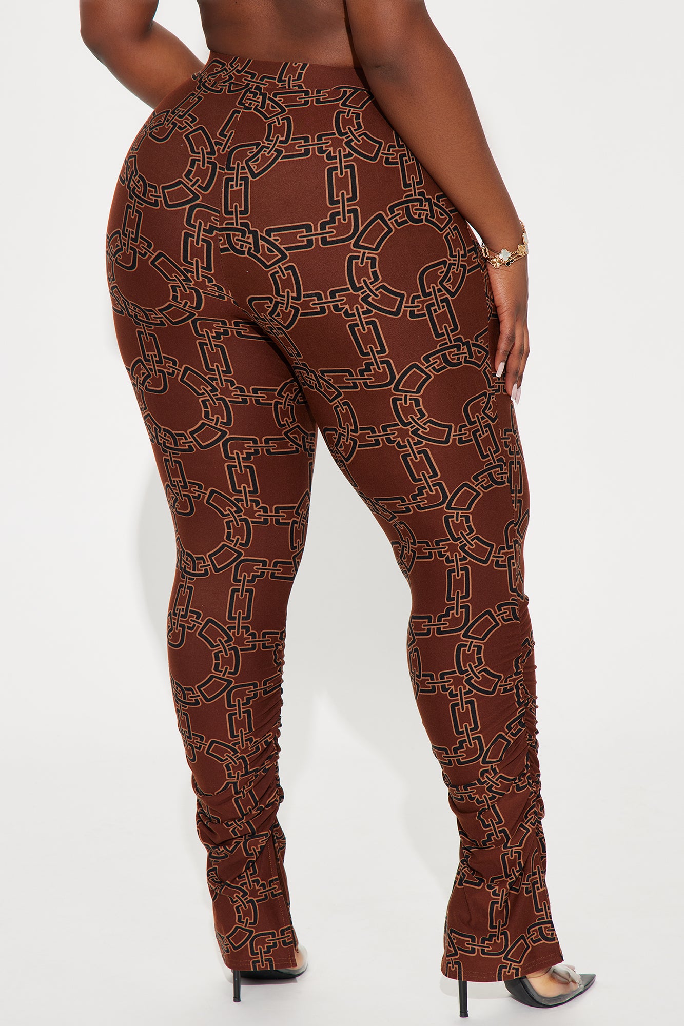 Bree Marie Chain Link Stacked Legging - Brown/combo - Image 7