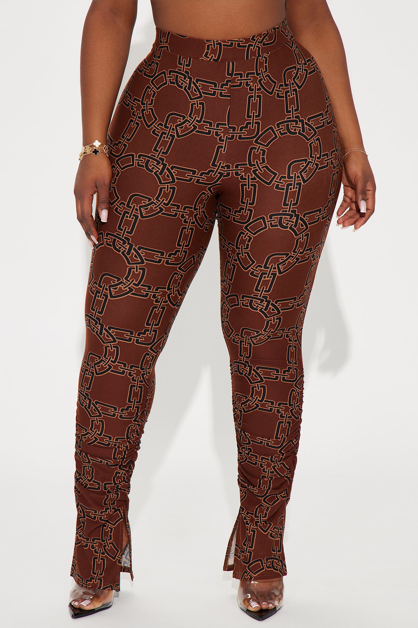 Bree Marie Chain Link Stacked Legging - Brown/combo - Image 6