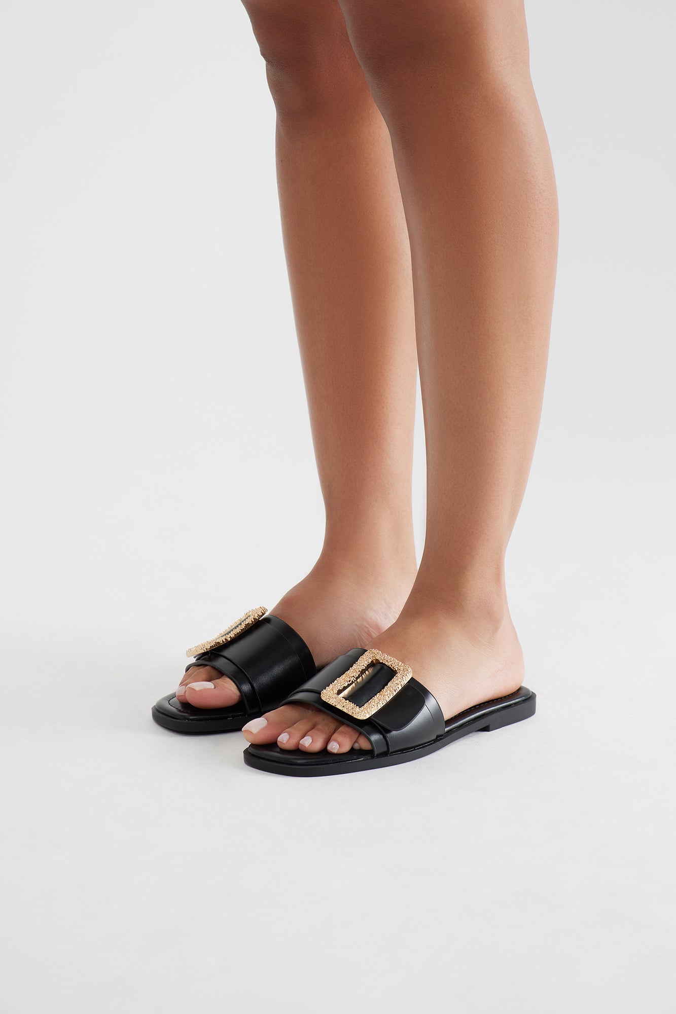 August Buckle Sandals - Black - Image 4