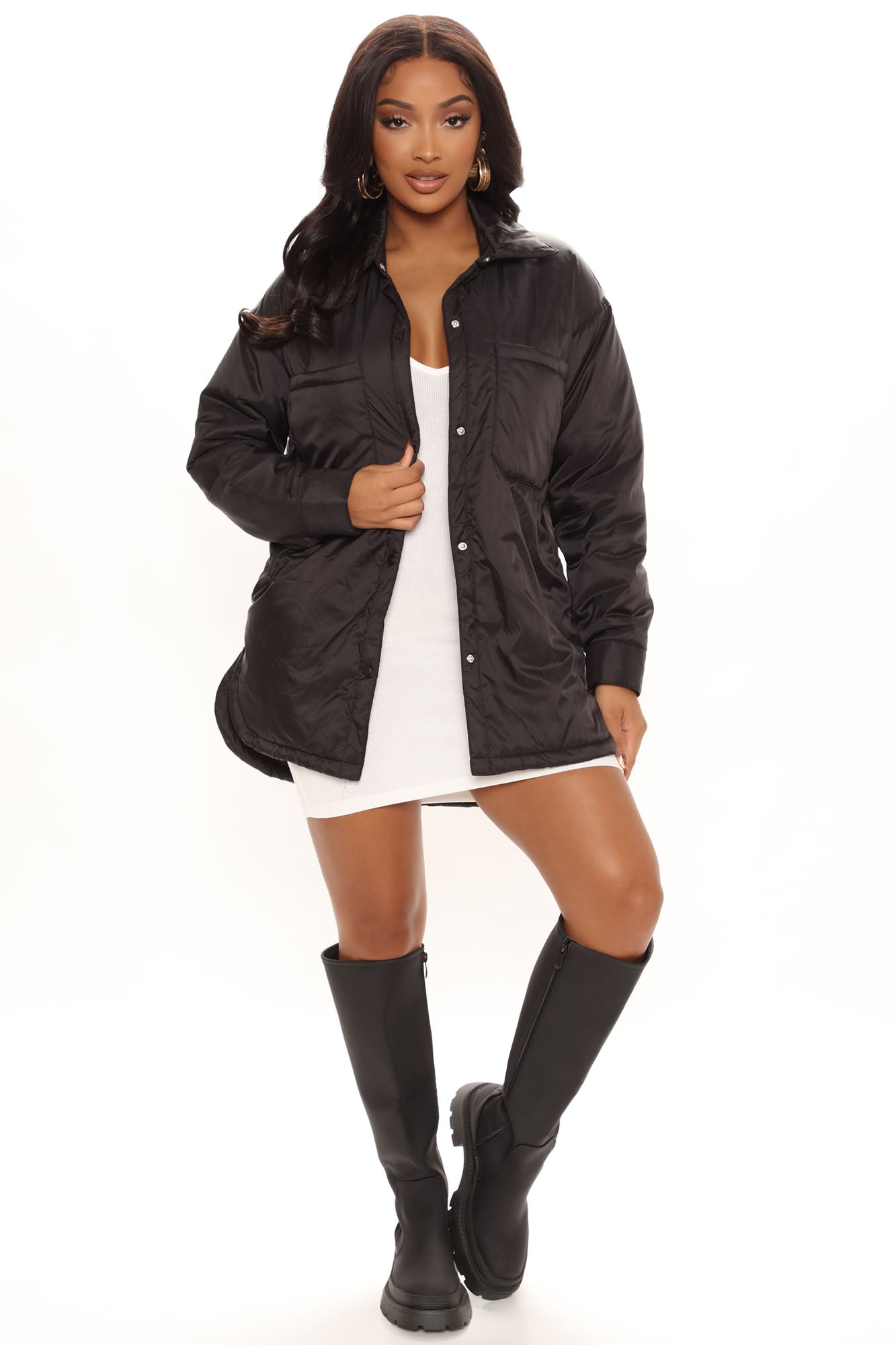 Quick Thinking Puffer Shacket - Black - Image 5