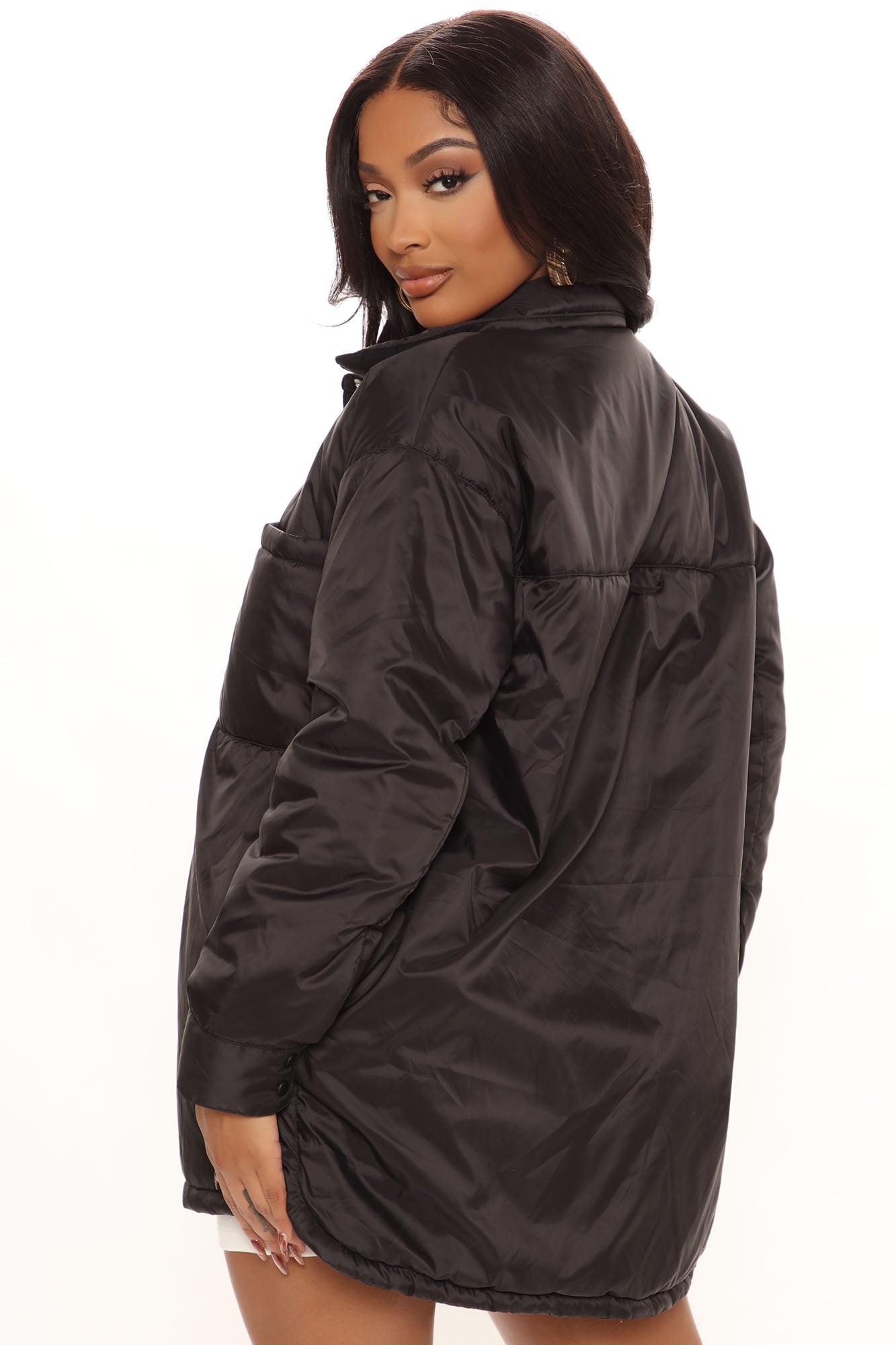 Quick Thinking Puffer Shacket - Black - Image 6
