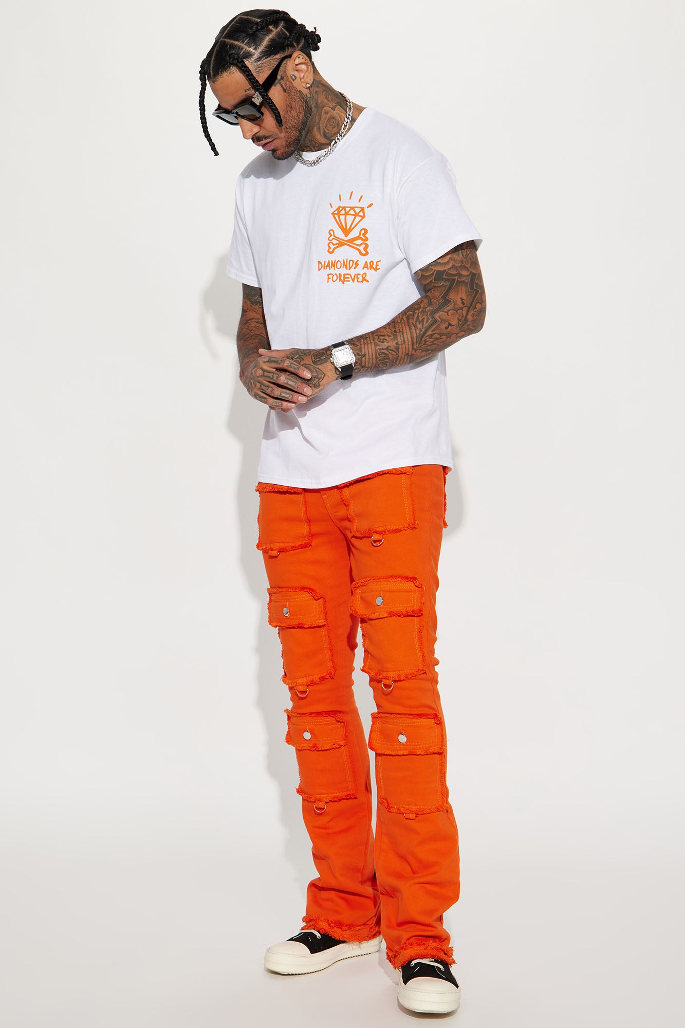 Fit Check Stacked Skinny Flared Pants - Orange - Image 3