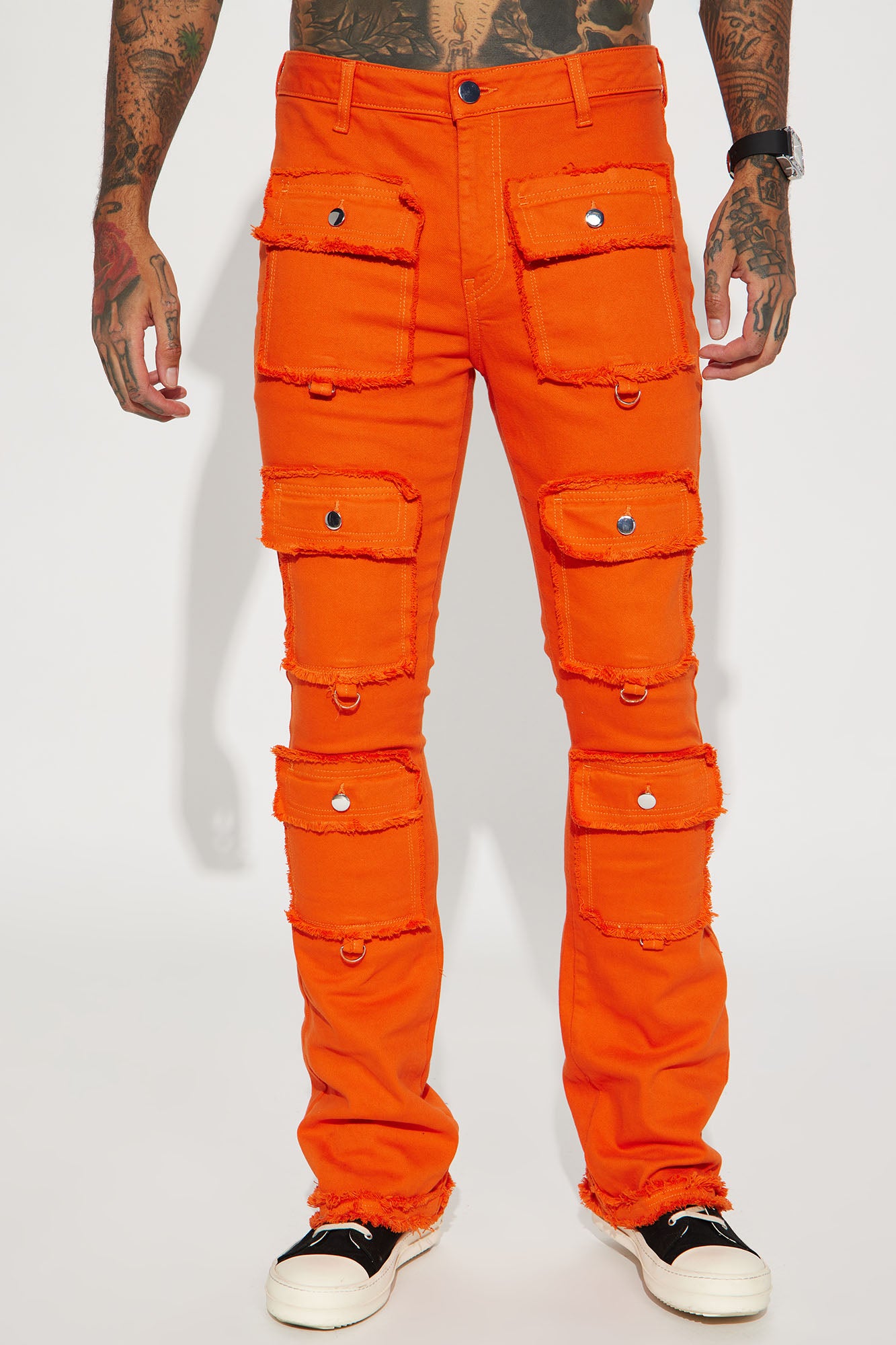 Fit Check Stacked Skinny Flared Pants - Orange - Image 4