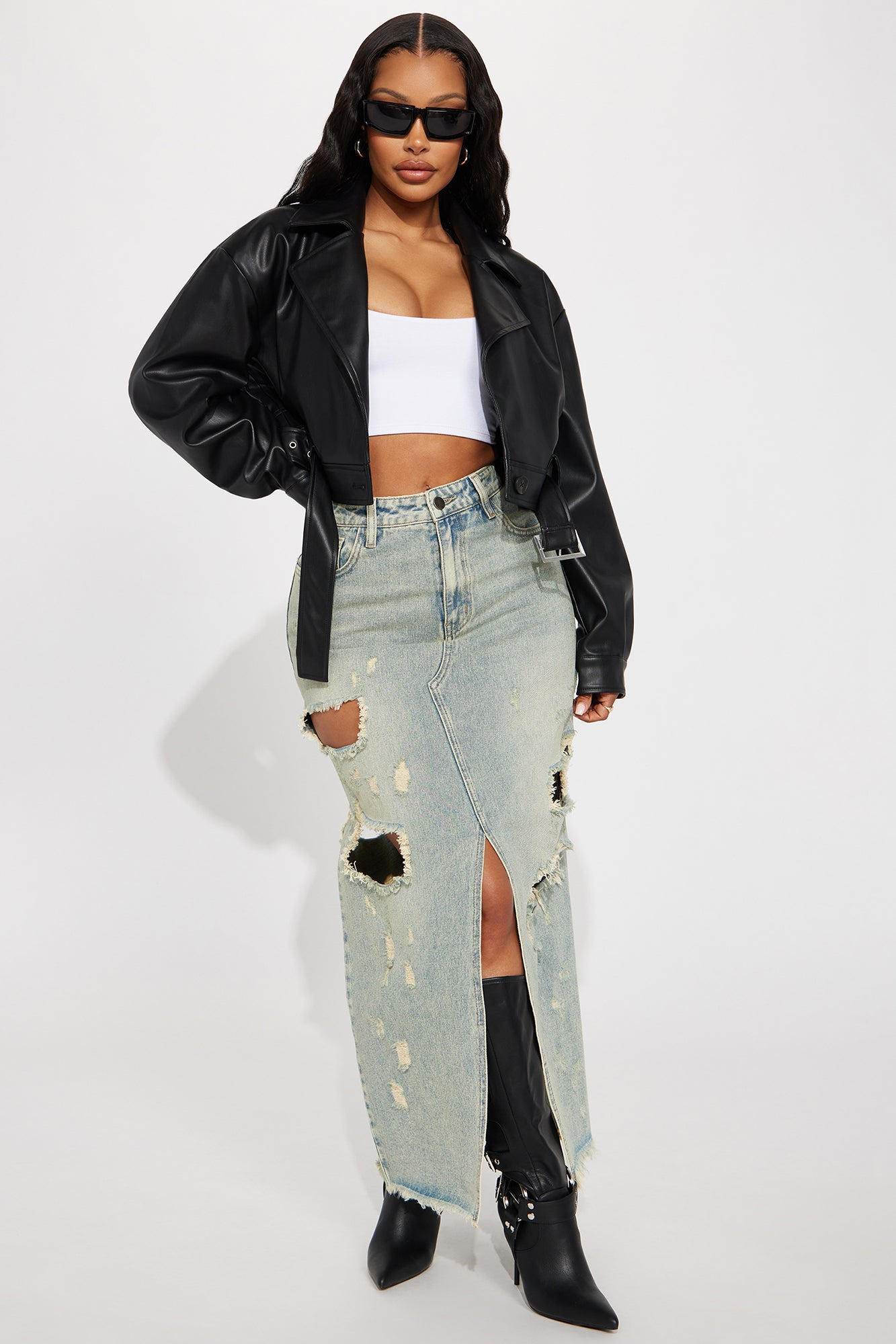 My Best Behavior Faux Leather Cropped Jacket - Black - Image 3