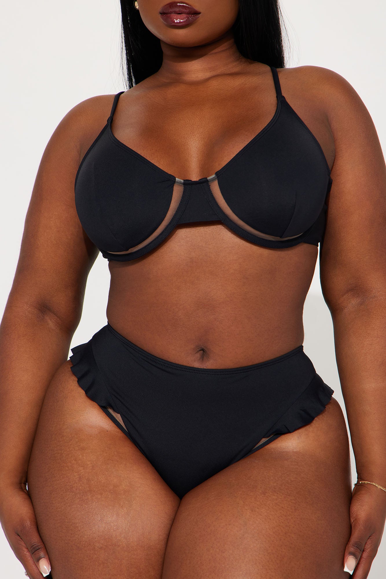 Megan Mesh Cutout 2 Piece Bikini - Black - Image 5