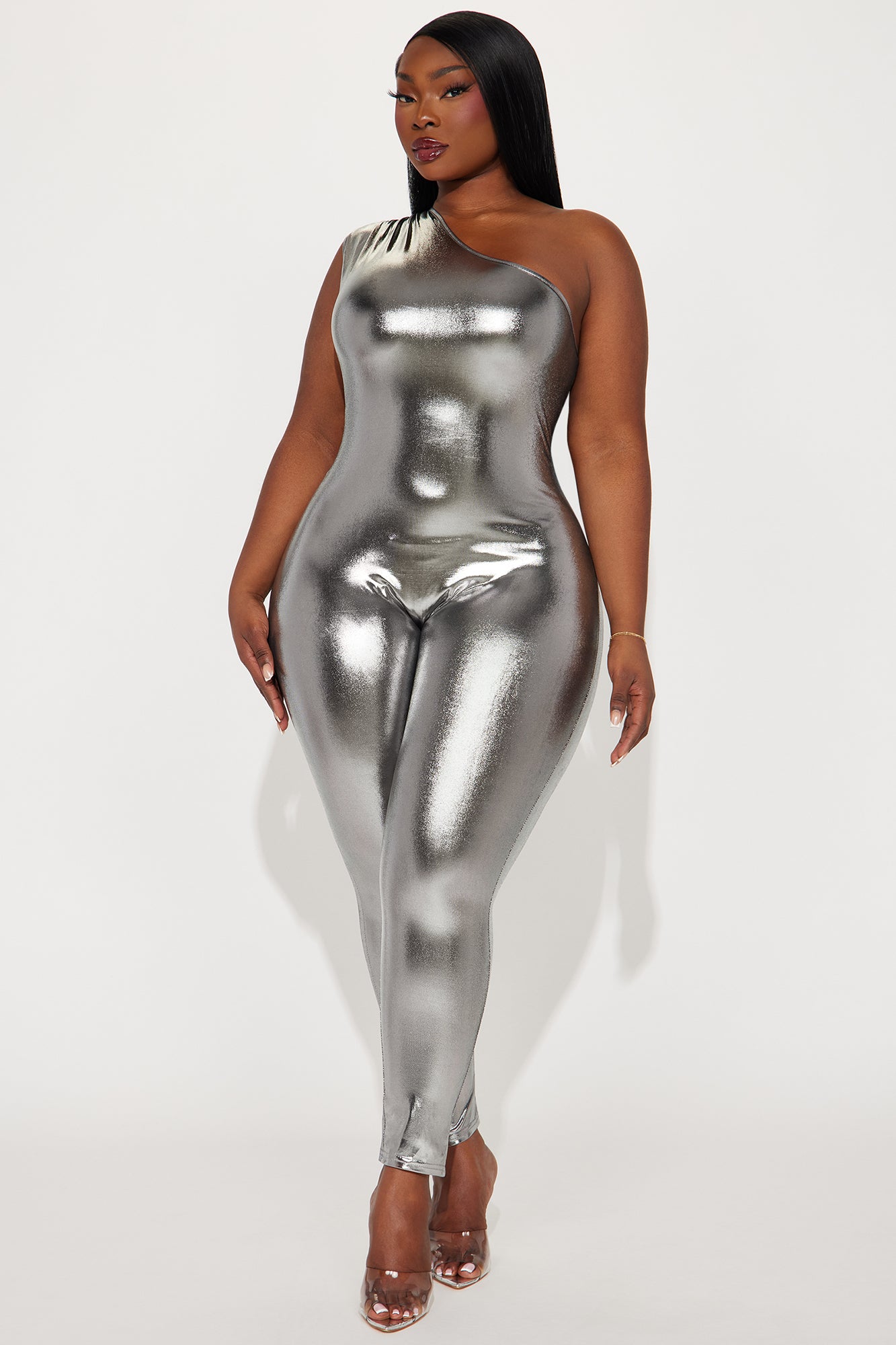 Short Temper Metallic Jumpsuit - Charcoal - Image 4