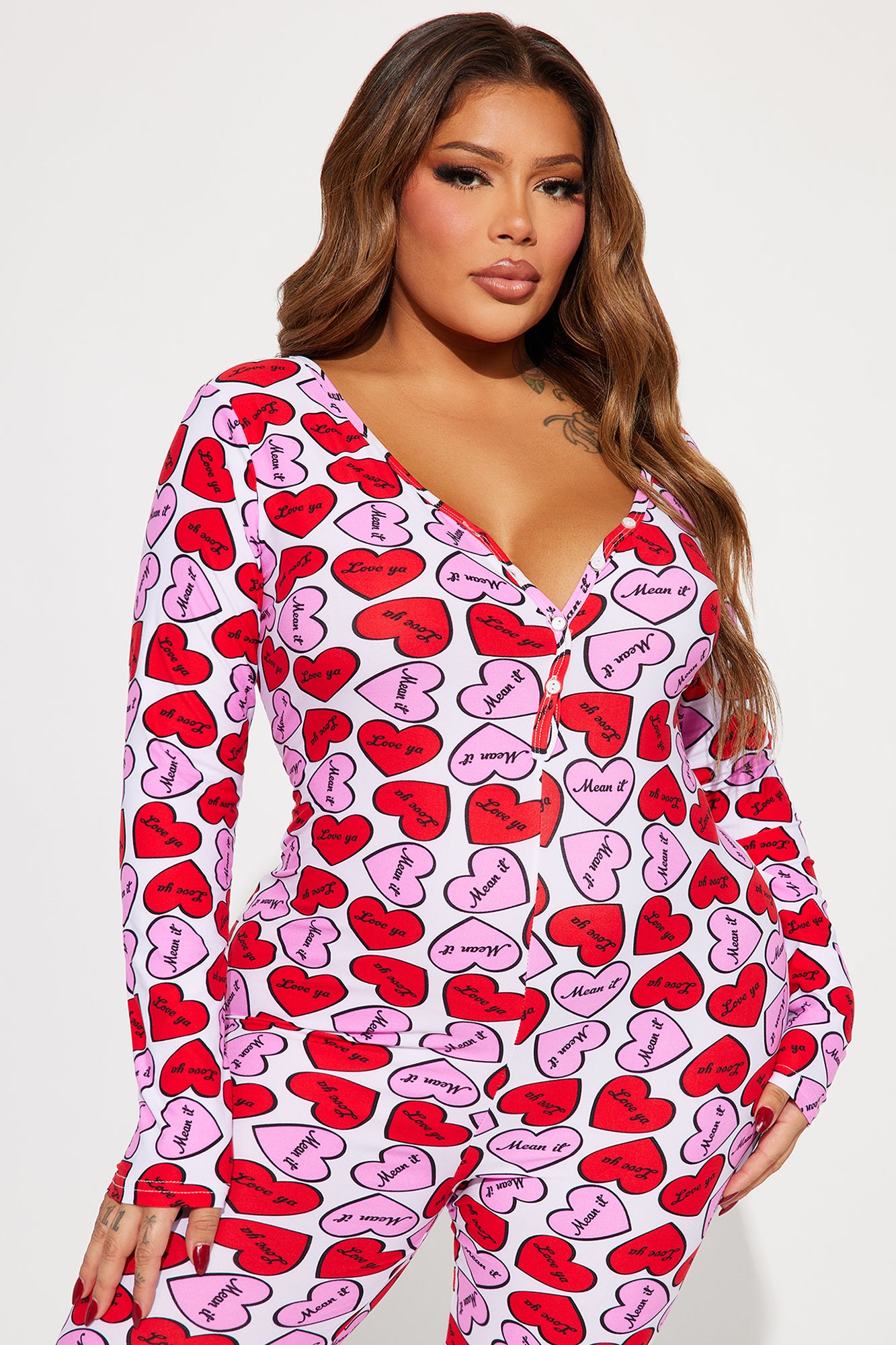 Sweet Hearts PJ Jumpsuit Onesie - Hot Pink/combo - Image 6