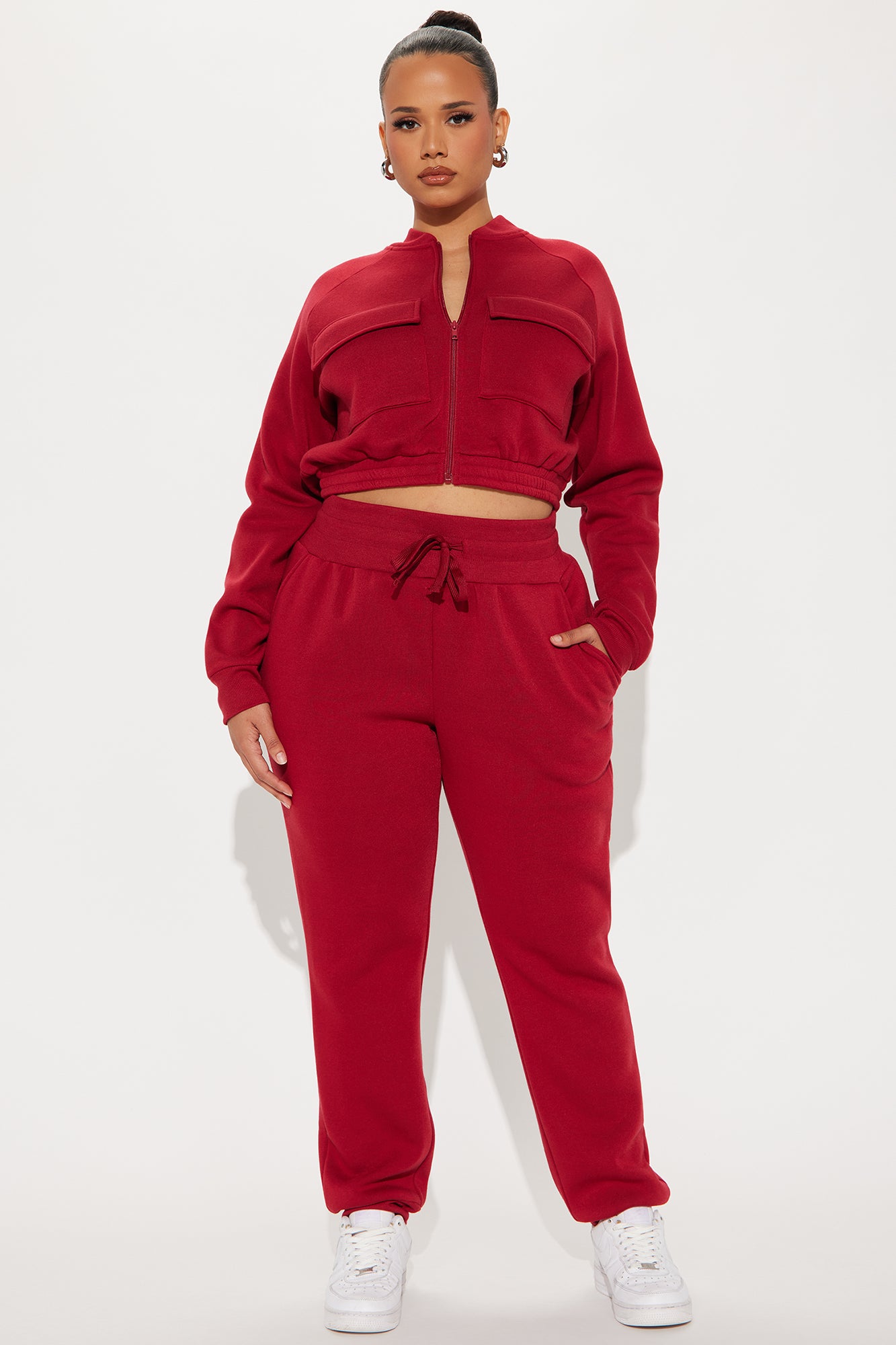 Meet Me Outside Fleece Set - Burgundy - Image 5