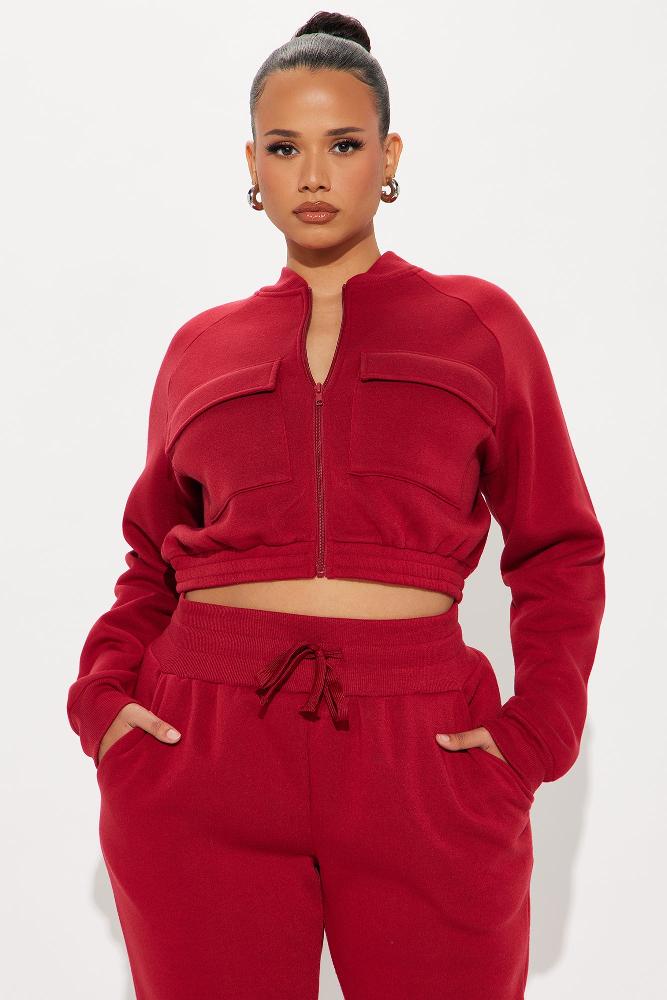 Meet Me Outside Fleece Set - Burgundy - Image 6