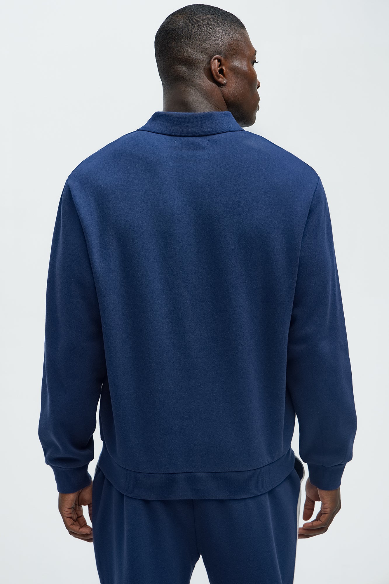 Tyson Fleece Long Sleeve Polo - Navy - Image 4