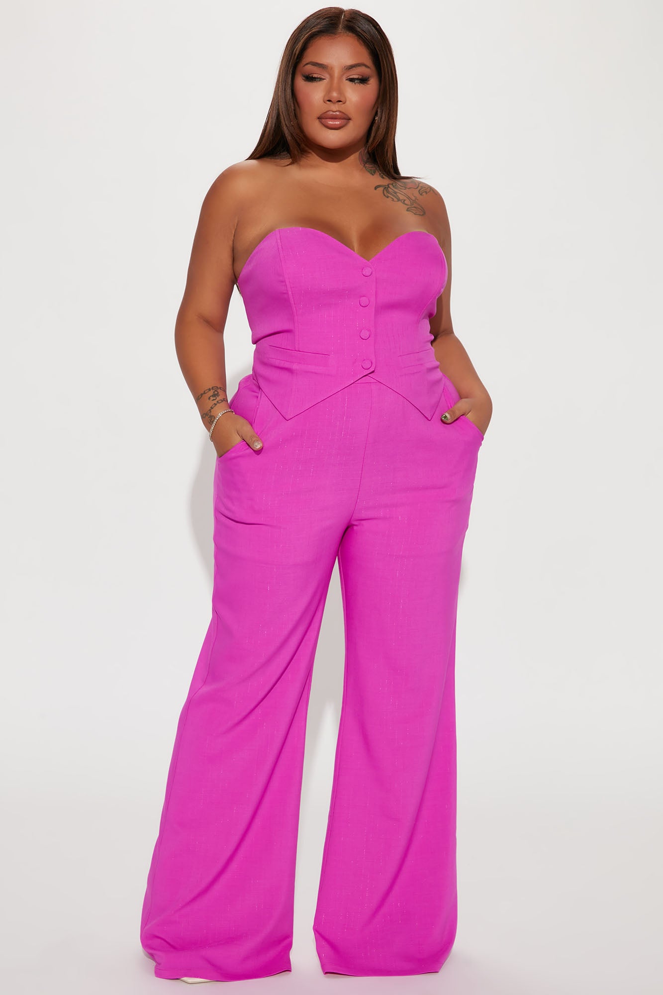Amelia Two Piece Pant Suit - Fuchsia - Image 5