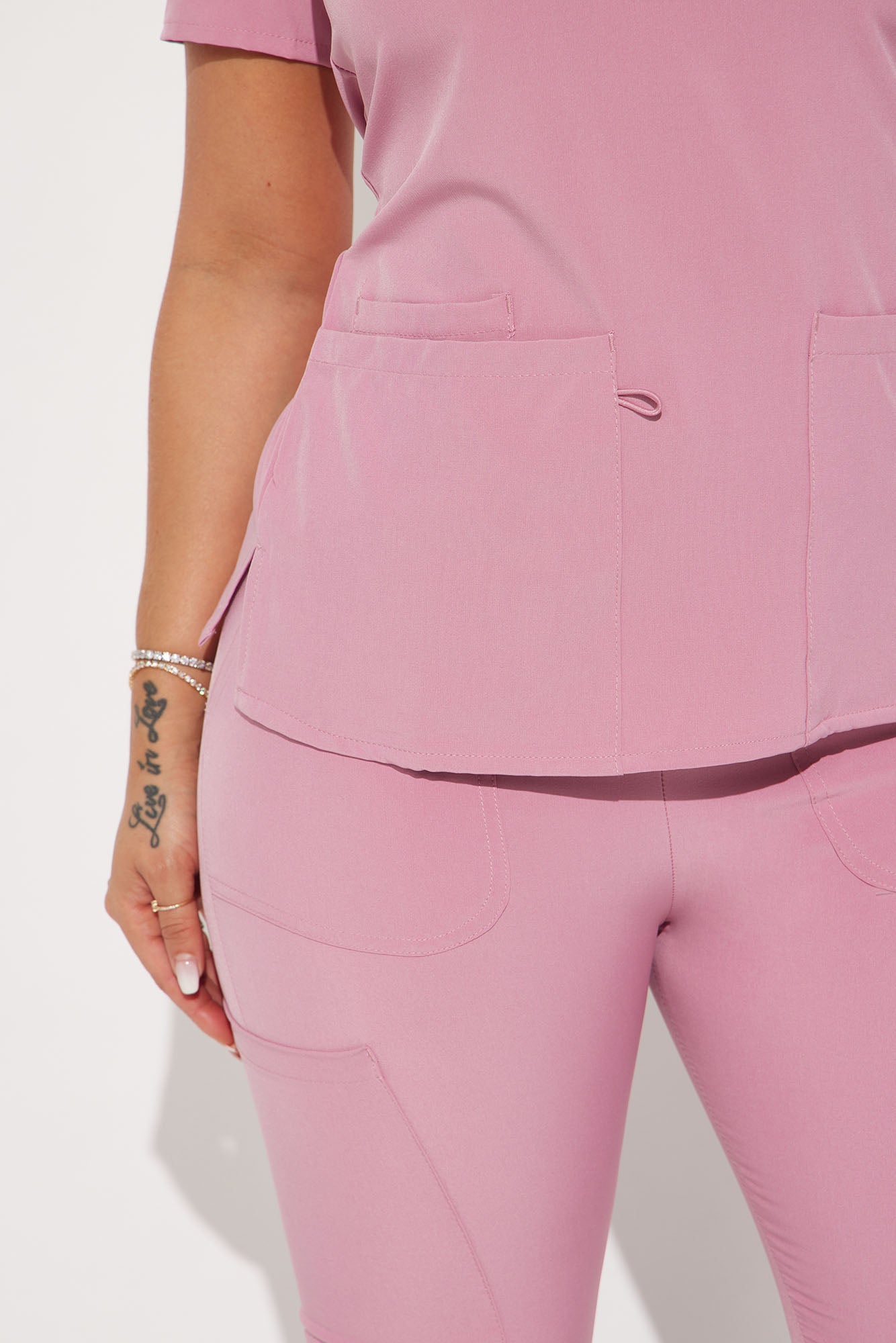 Working On It Stretch Uniform Scrub Jogger Set - Mauve - Image 3