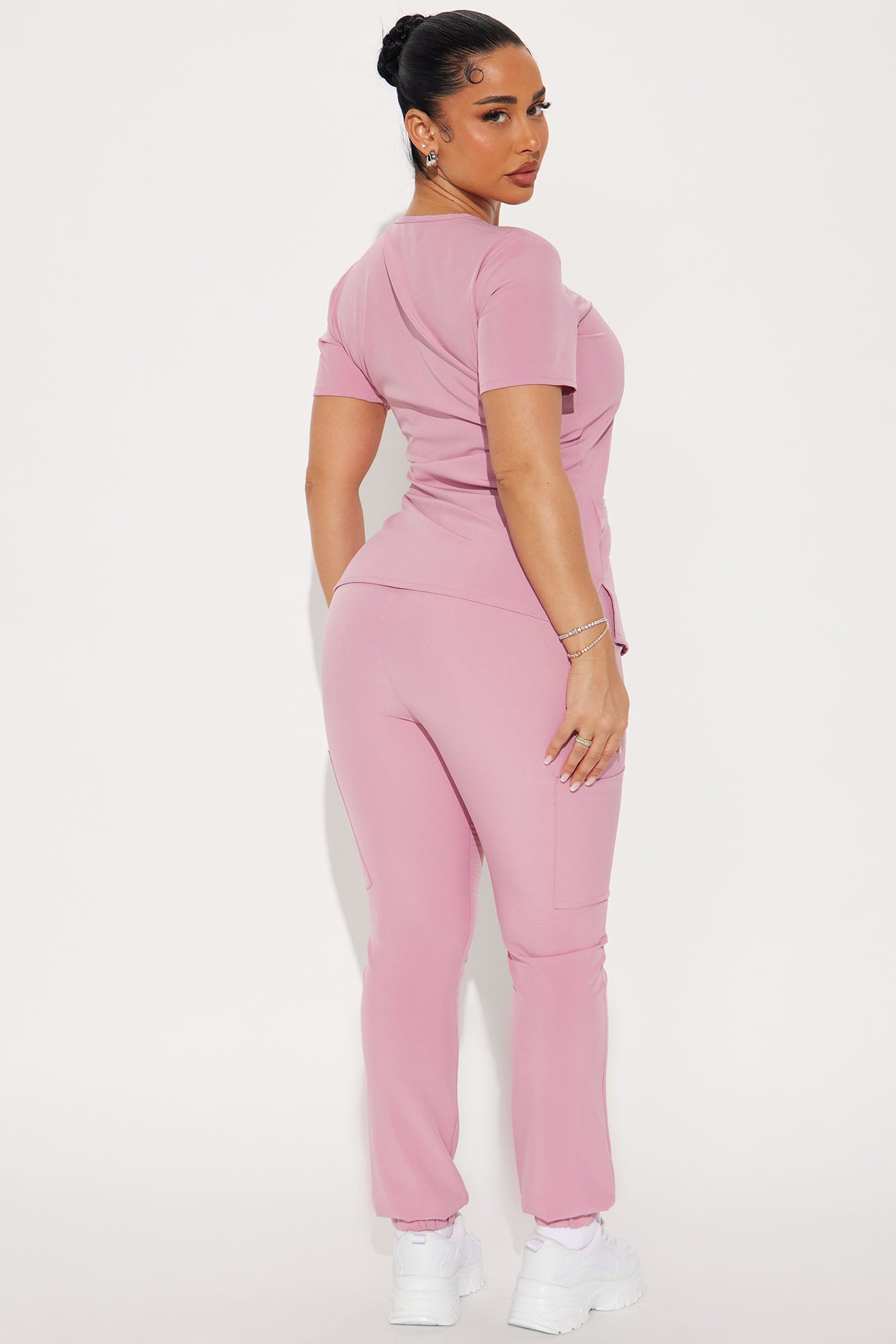 Working On It Stretch Uniform Scrub Jogger Set - Mauve - Image 4
