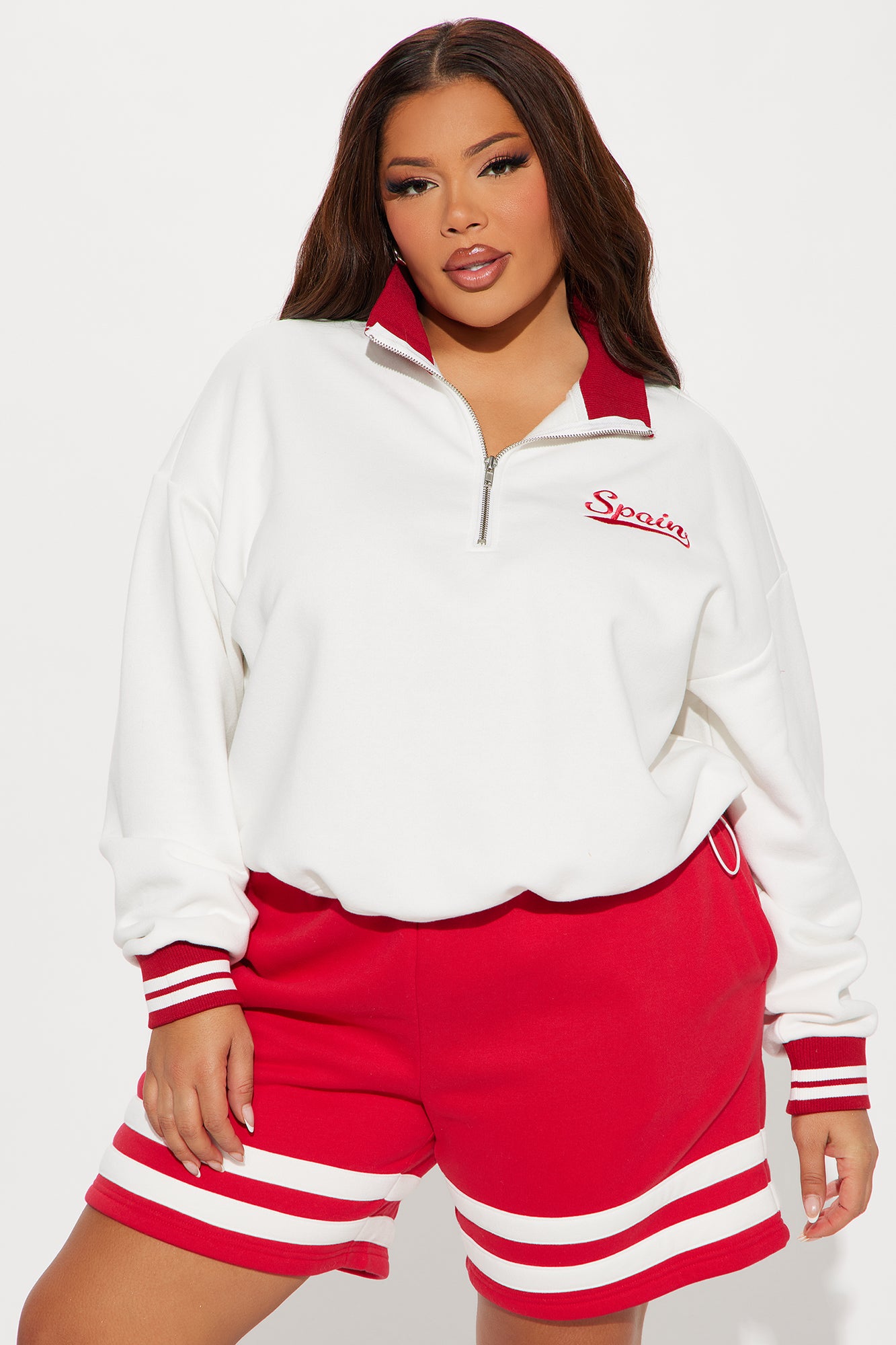 Spain Fleece Short Set - White/combo - Image 4