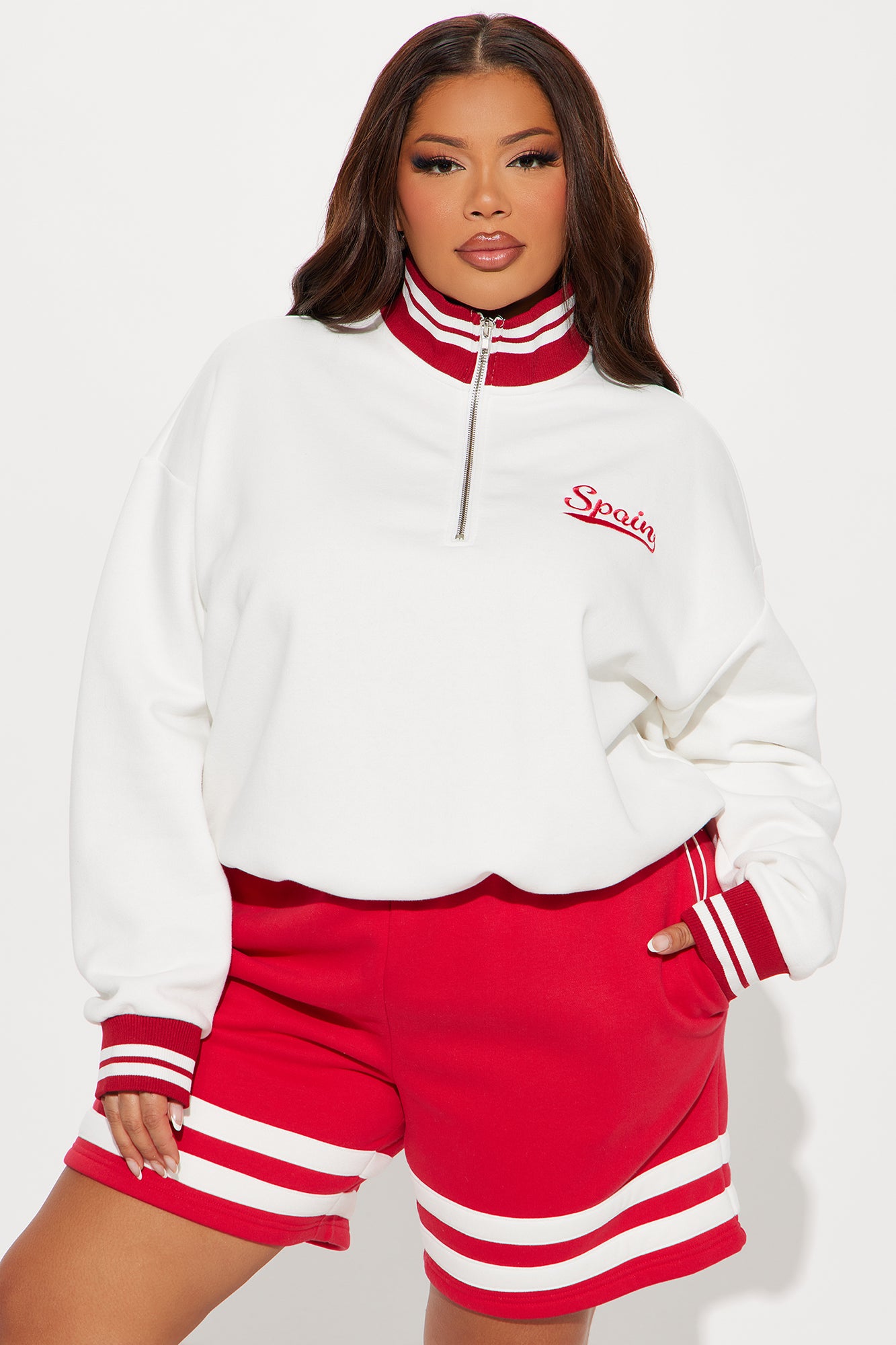 Spain Fleece Short Set - White/combo - Image 6