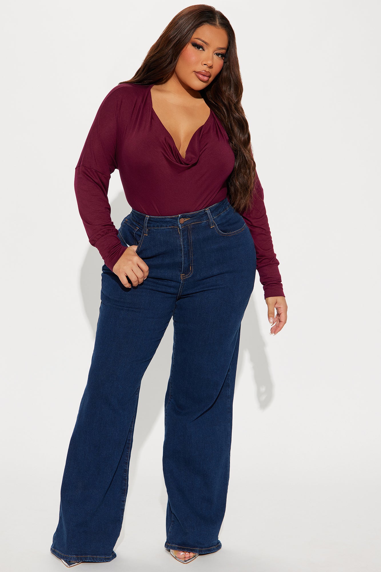 Raylene Cowl Neck Top - Burgundy - Image 6