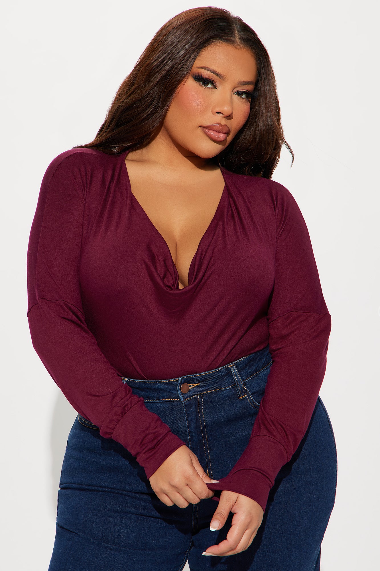 Raylene Cowl Neck Top - Burgundy - Image 5