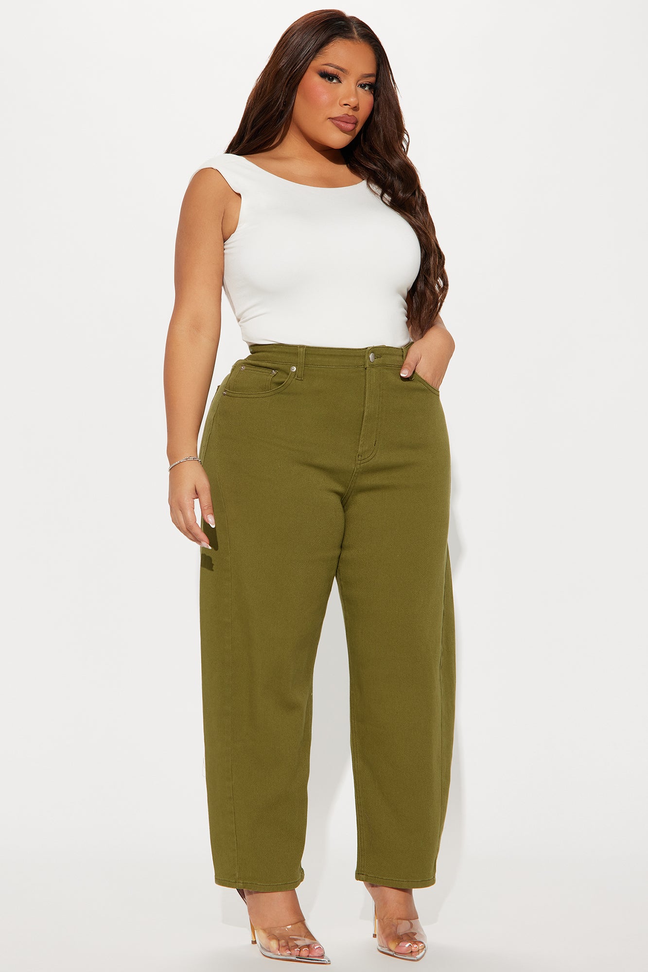 Allegra Barrel Pant - Olive - Image 4