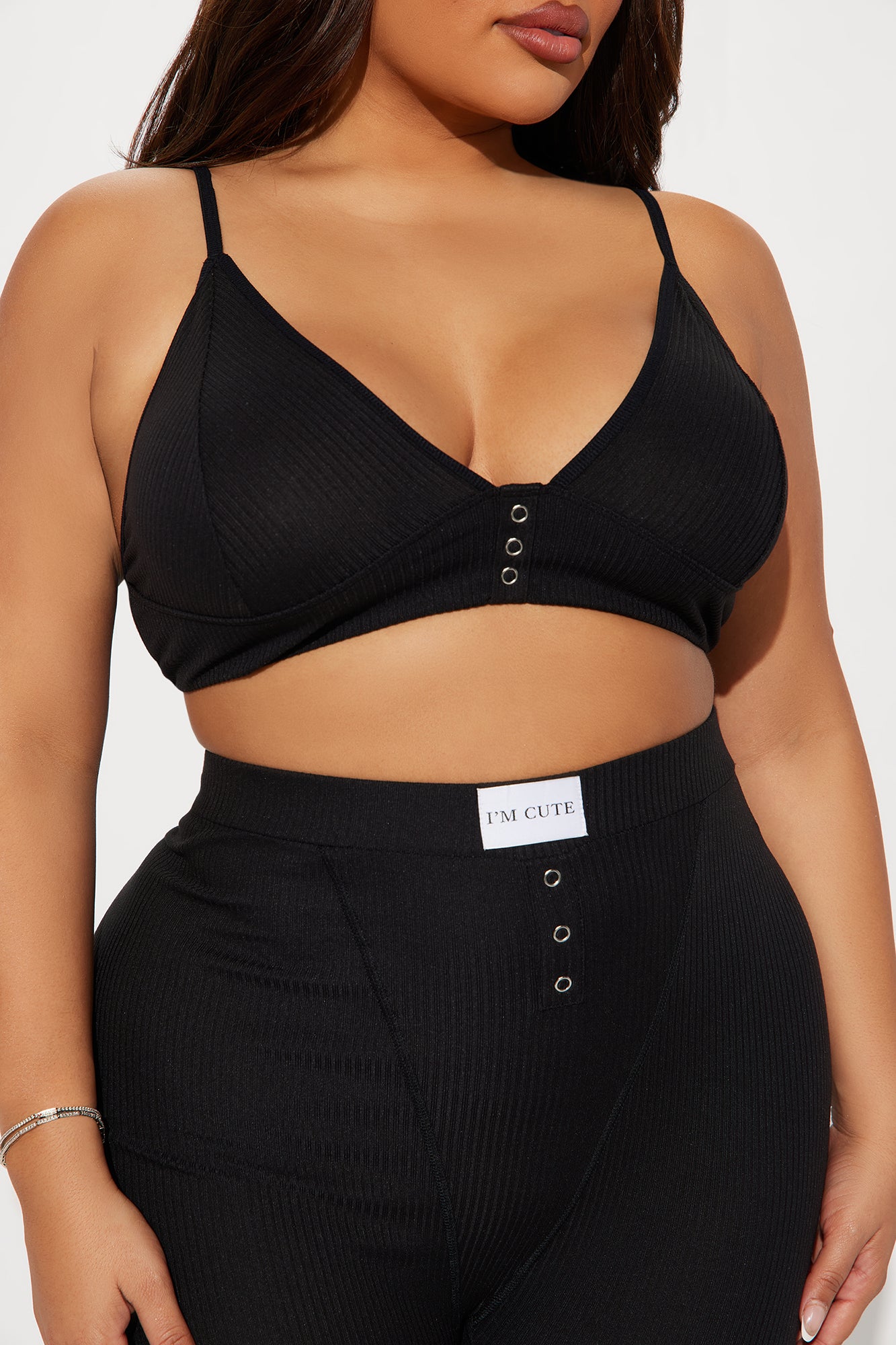 Adoring You Ribbed PJ Short Set - Black - Image 5