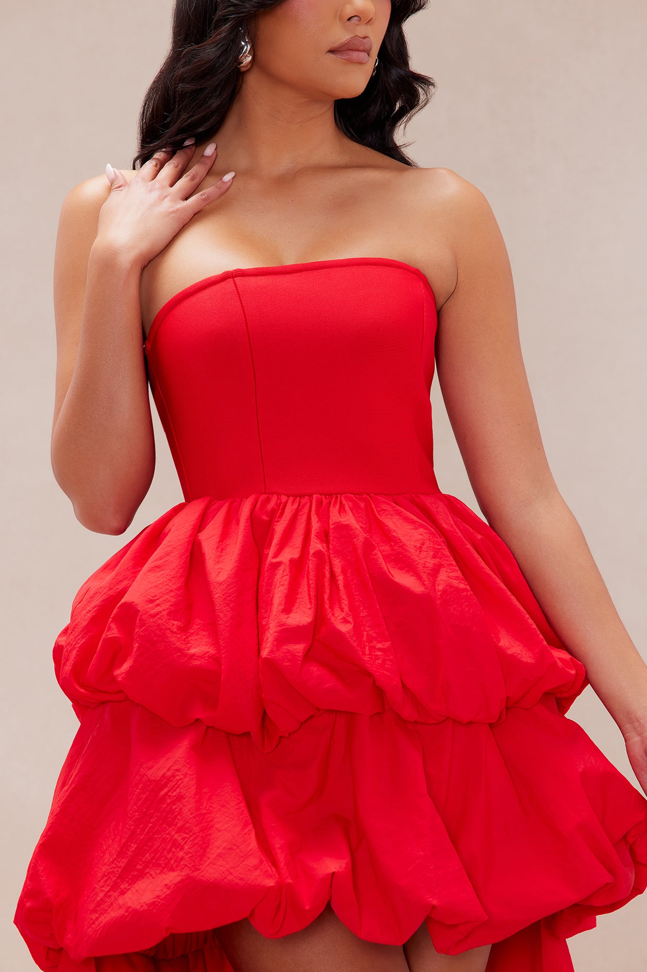 Corinna High Low Bubble Maxi Dress - Red - Image 3