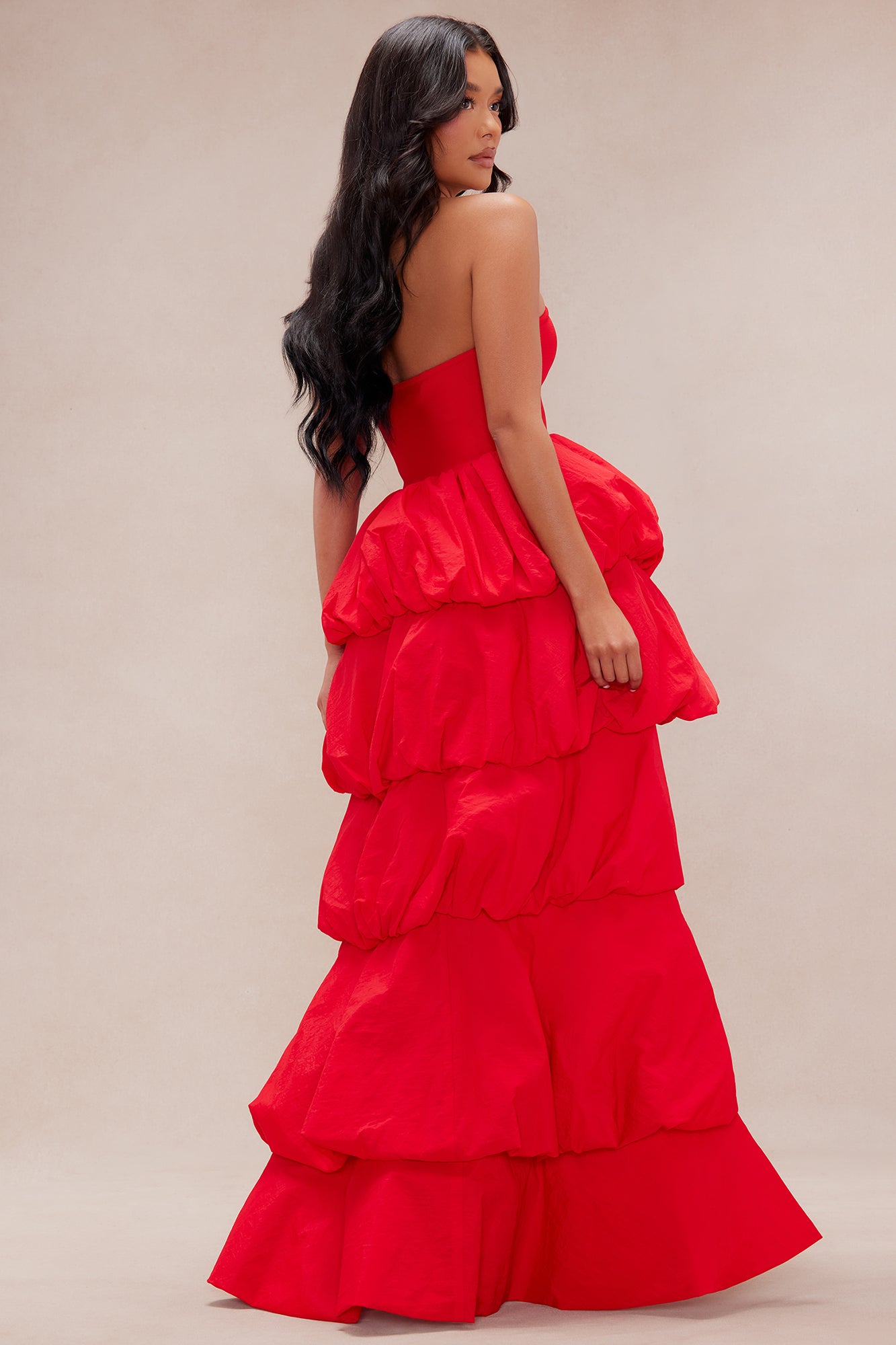 Corinna High Low Bubble Maxi Dress - Red - Image 4