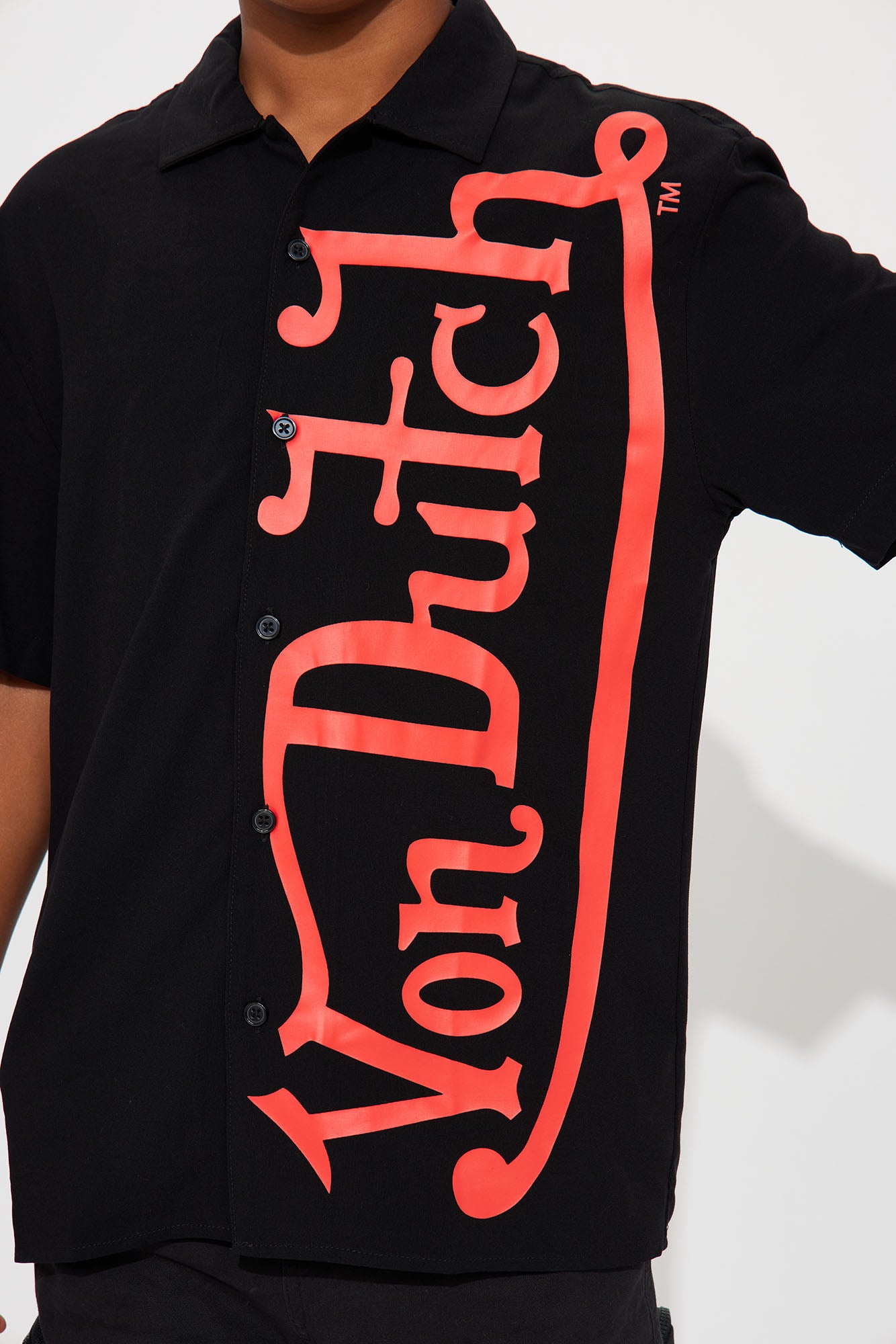 Mini Von Dutch Oversized Red Font Shirt - Black - Image 4