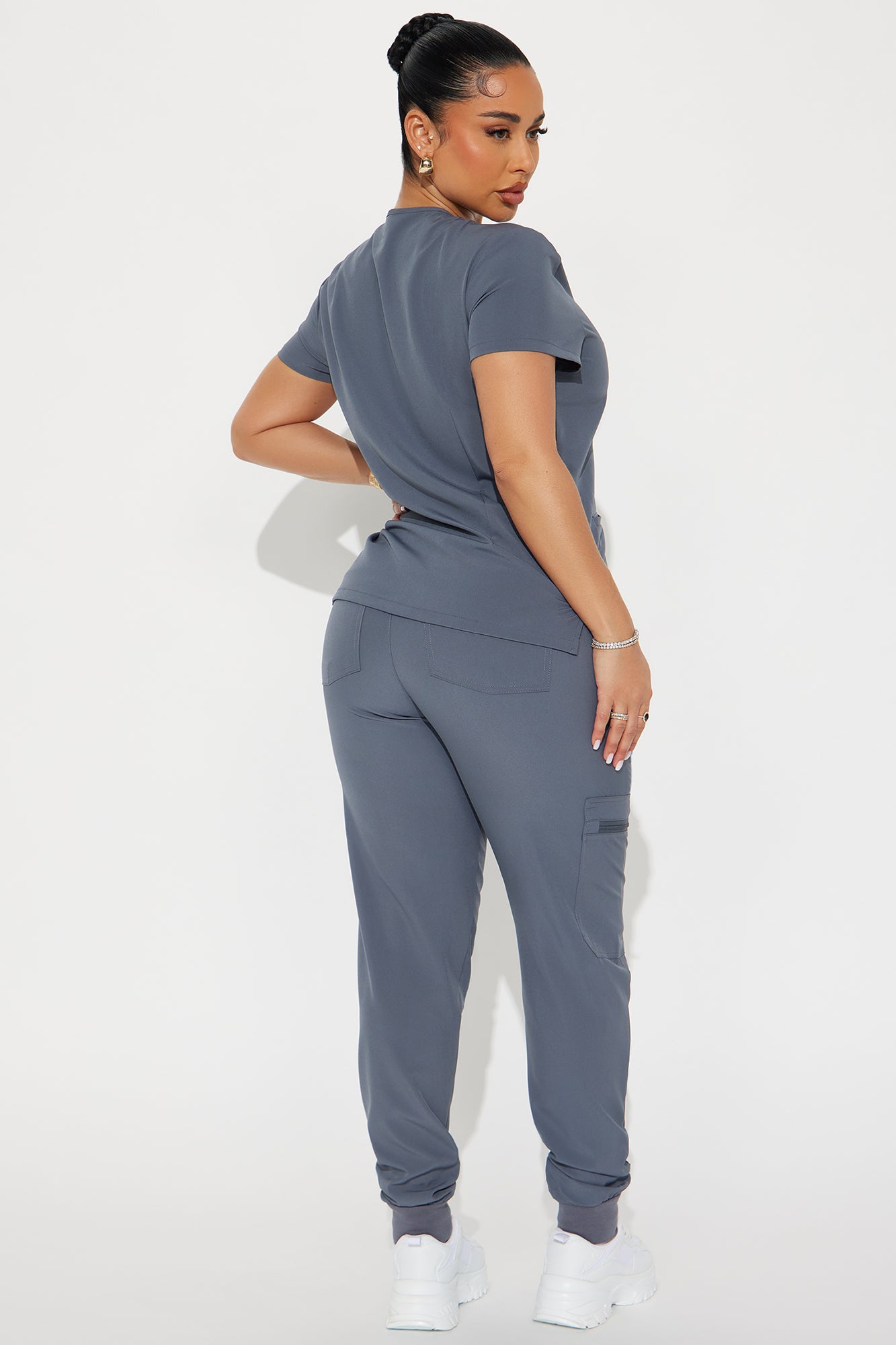 Feel Better 4 Way Stretch Uniform Scrub Set - Charcoal - Image 4
