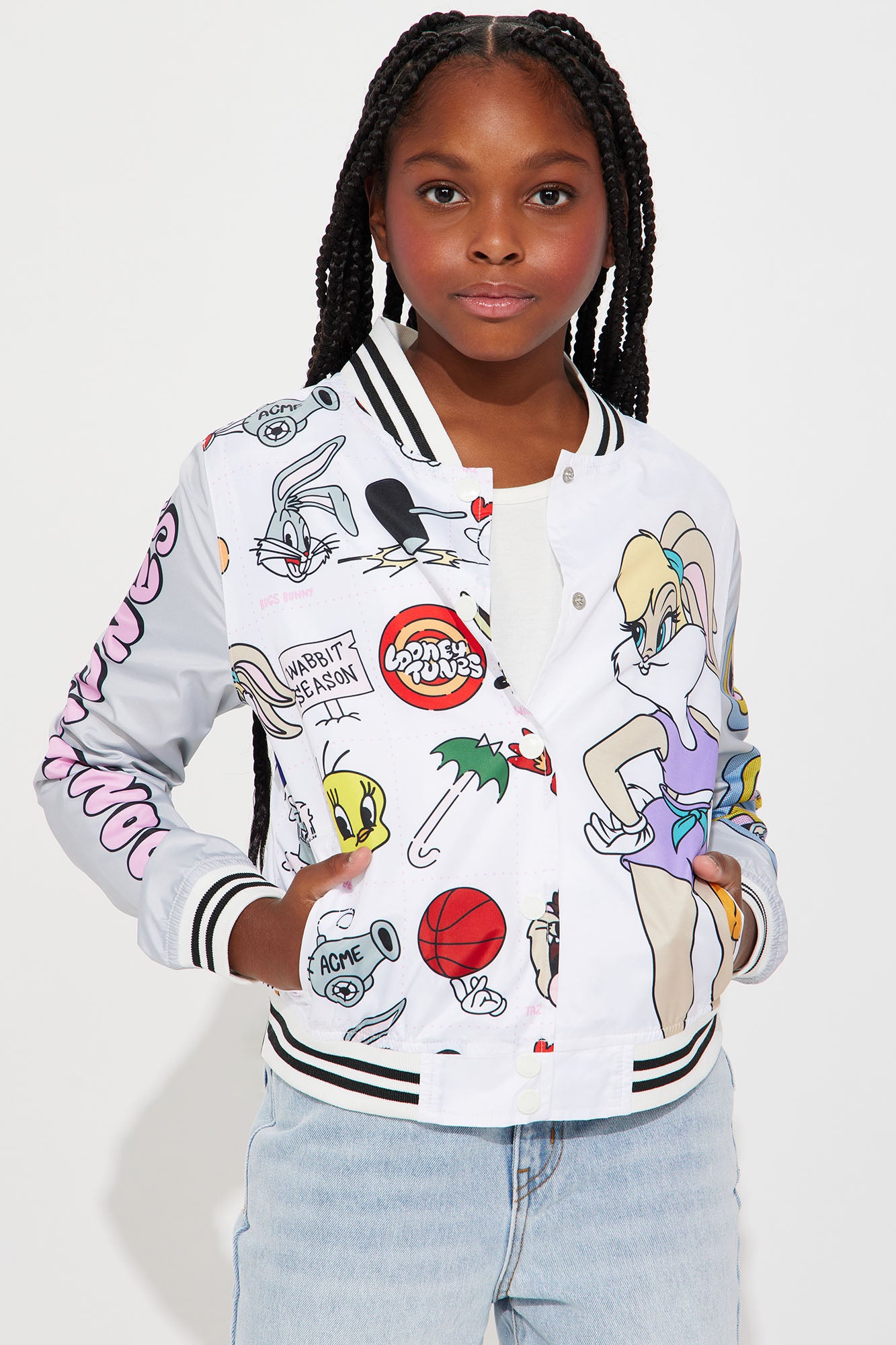 Mini Looney Tunes Varsity Windbreaker - White - Image 3