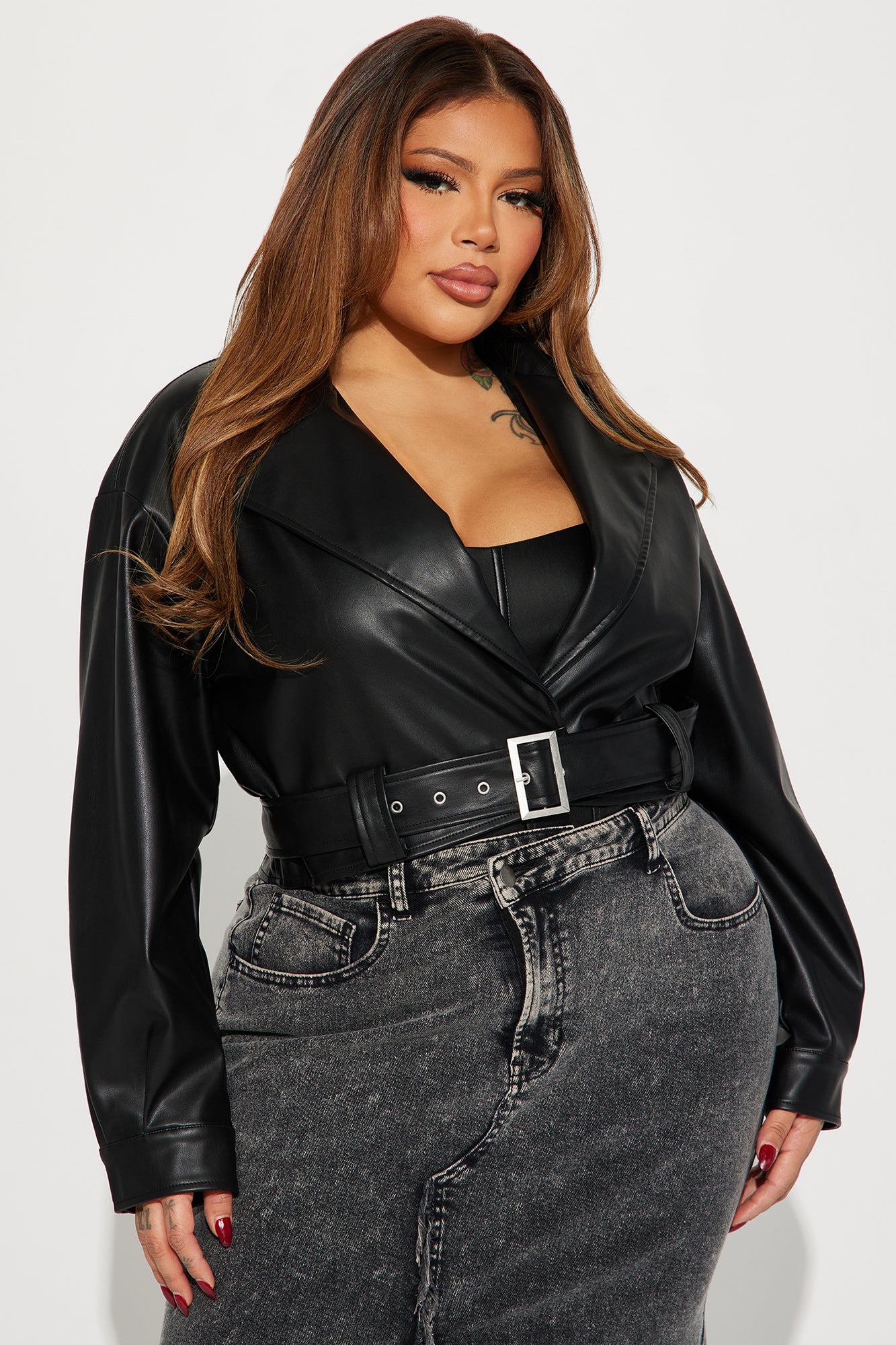 My Best Behavior Faux Leather Cropped Jacket - Black - Image 5