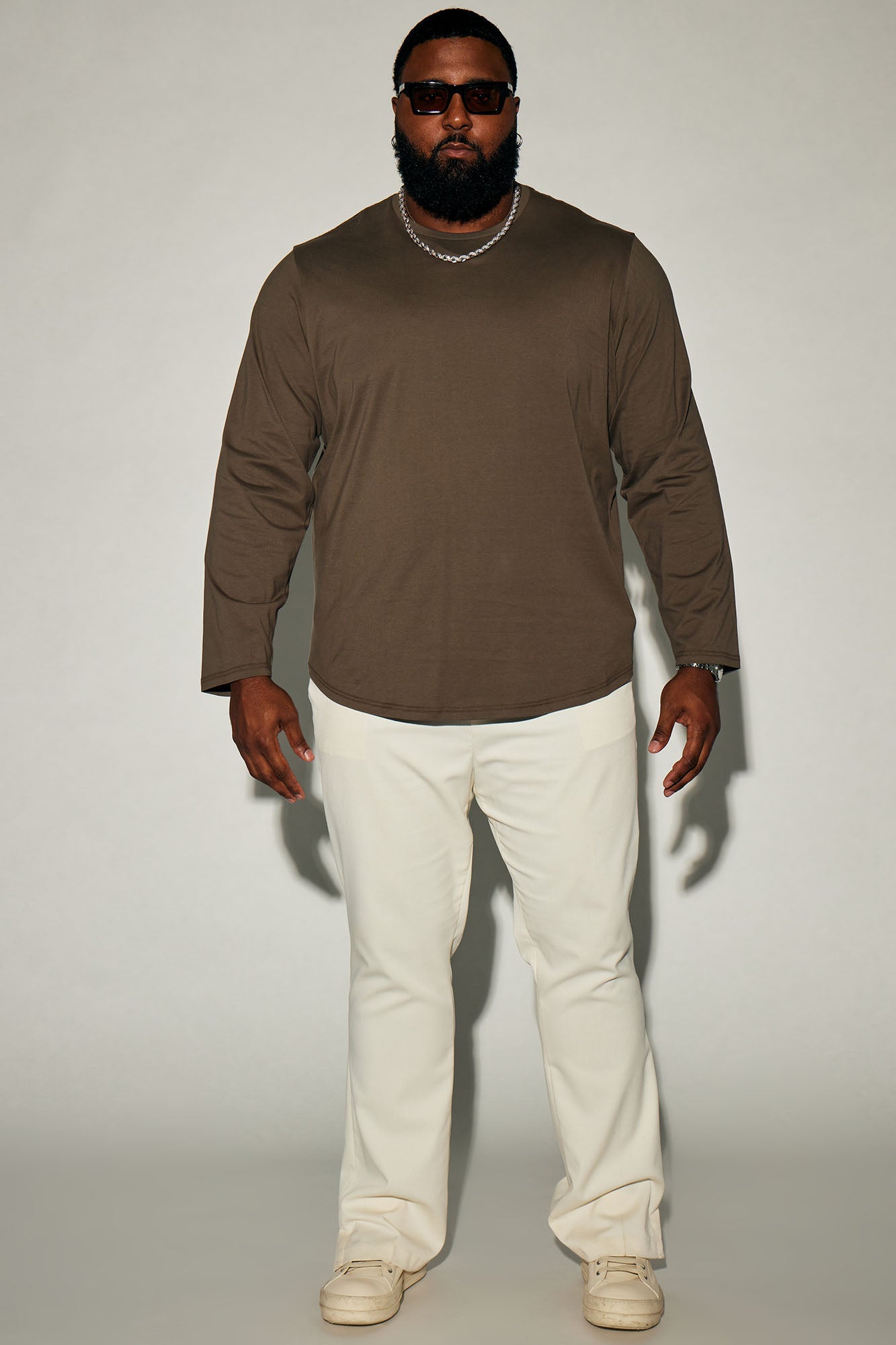 Essential Long Sleeve Scallop Tee - Olive - Image 8