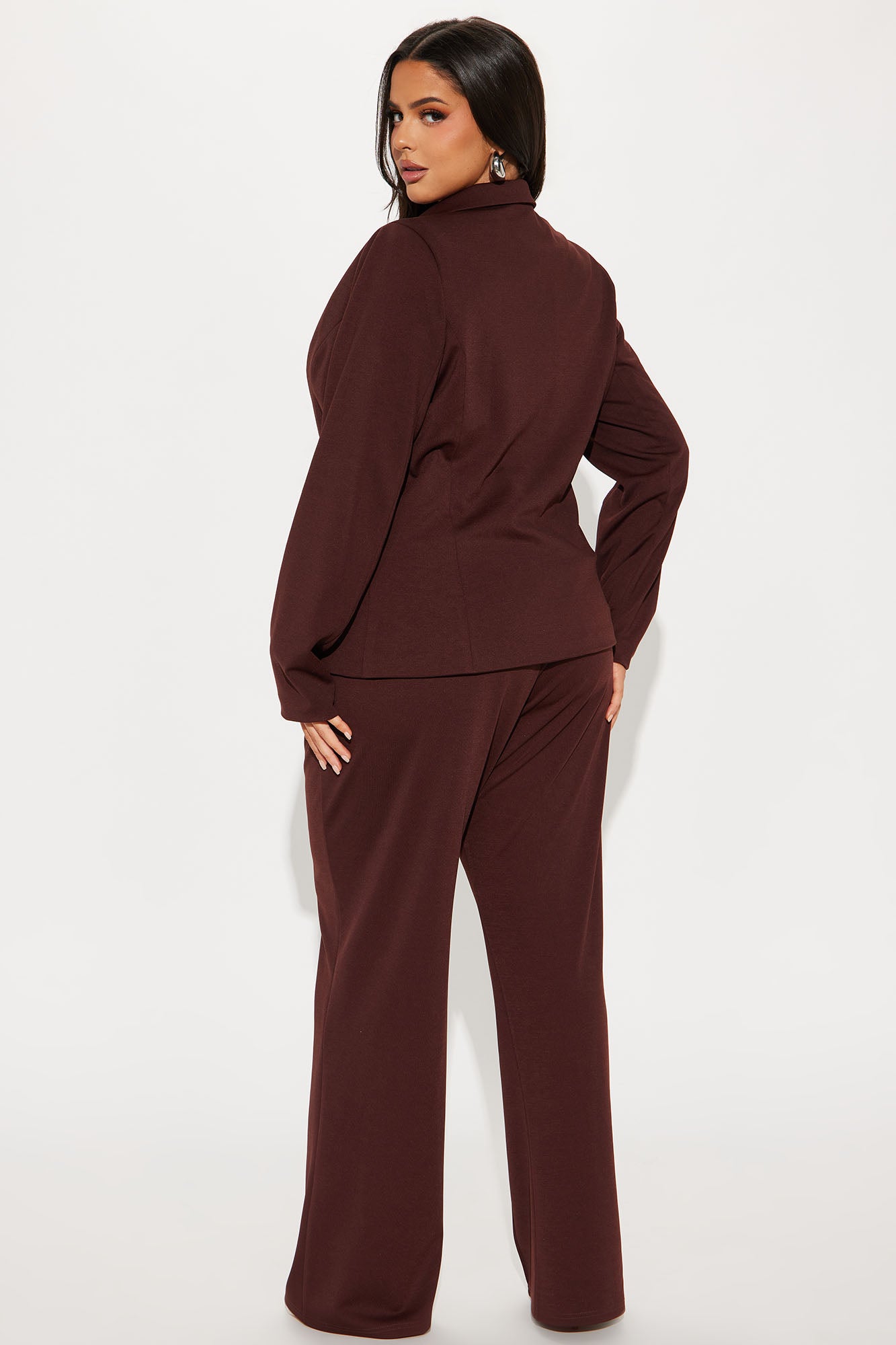 Business Per Usual Blazer Pant Set - Chocolate - Image 7