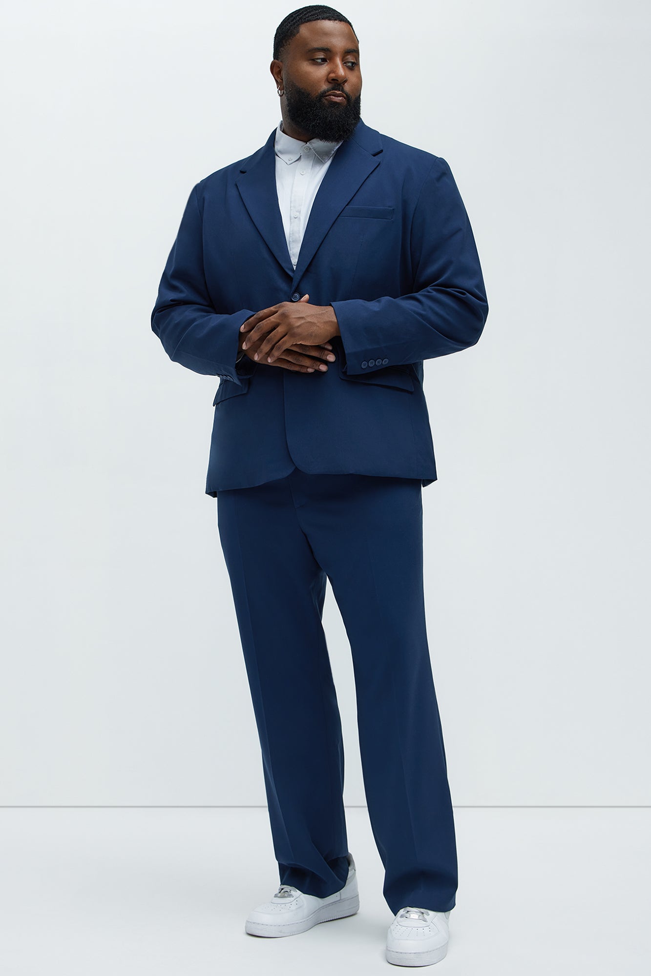 Modern Stretch Straight Trousers - Navy - Image 7