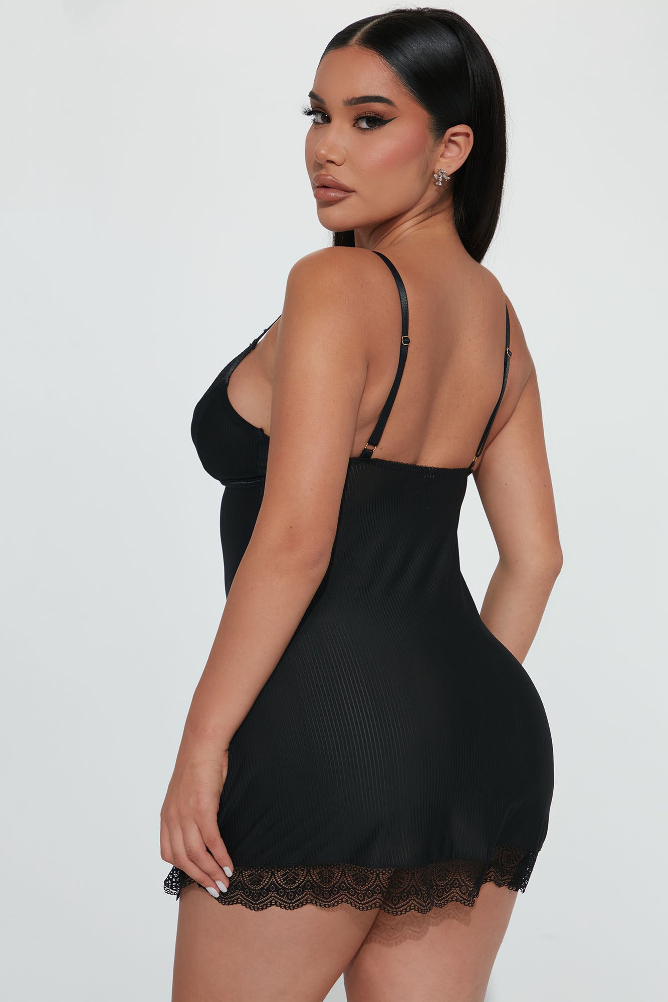 Never Ever Ribbed Babydoll - Black - Image 4