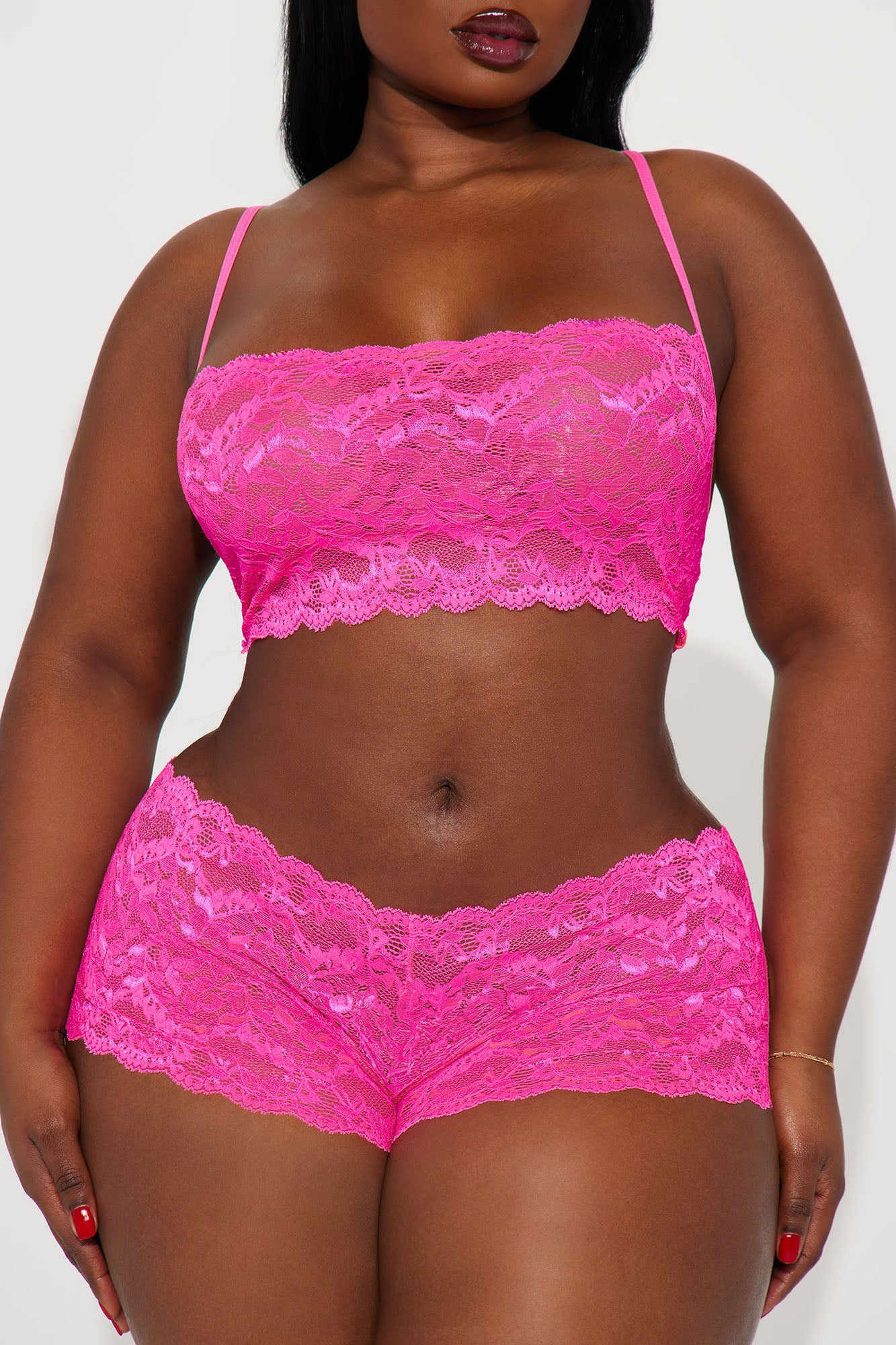 Sultry Moments Lace 2 Piece Set - Hot Pink - Image 5