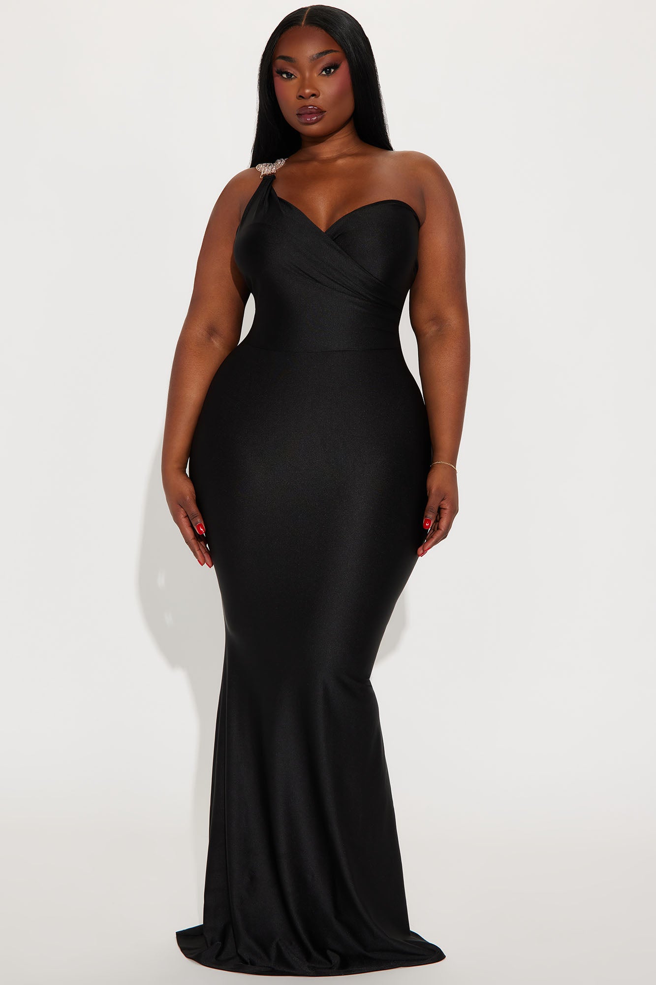 Alexis One Shoulder Gown - Black - Image 5