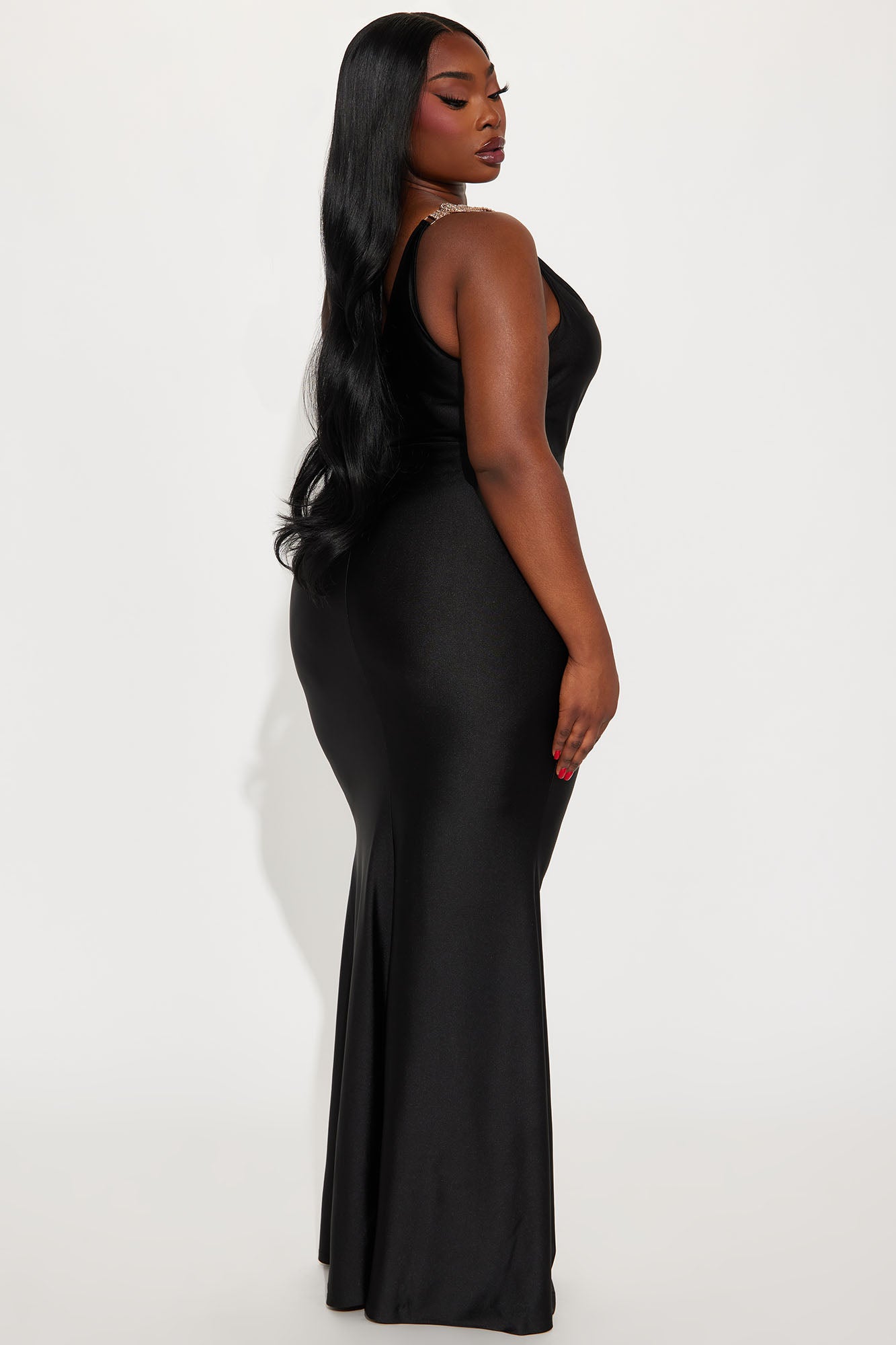 Alexis One Shoulder Gown - Black - Image 8